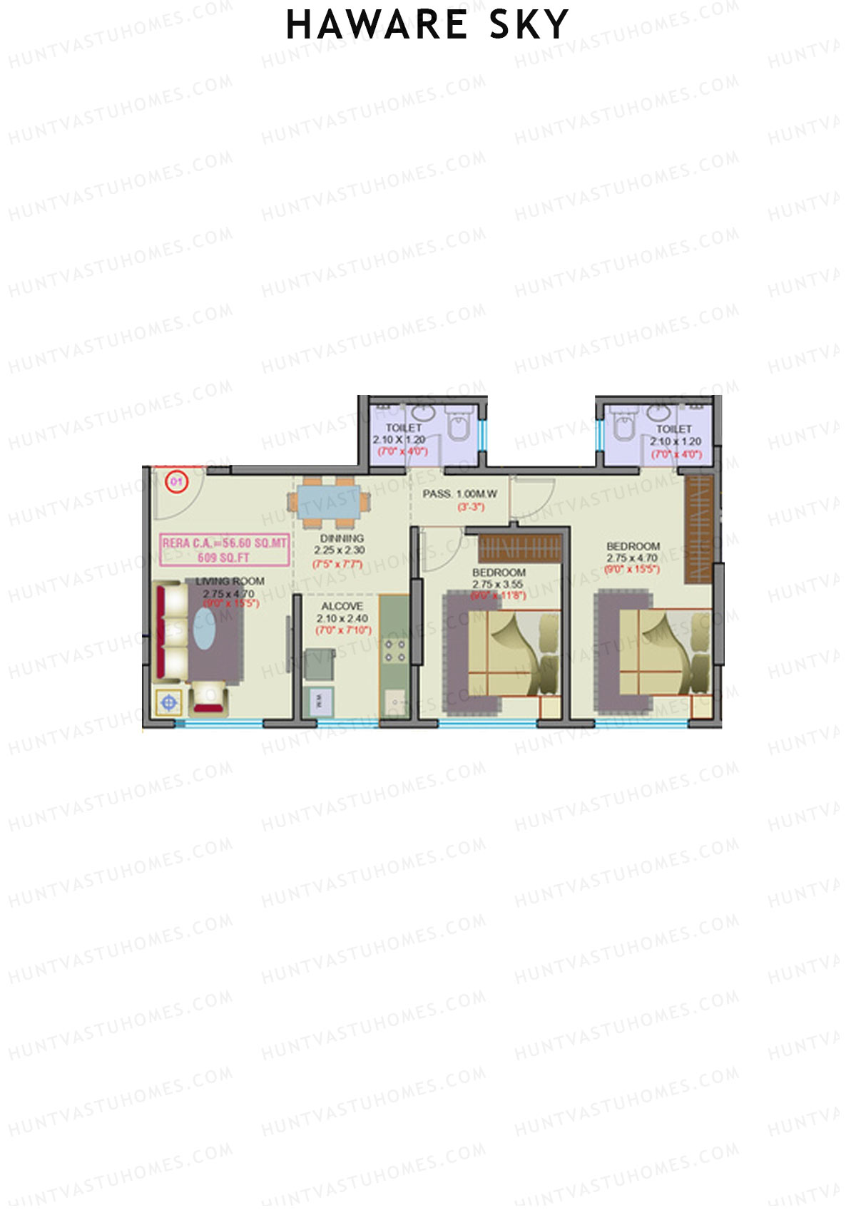 Haware Sky Wing A Unit 1 Floor Plan