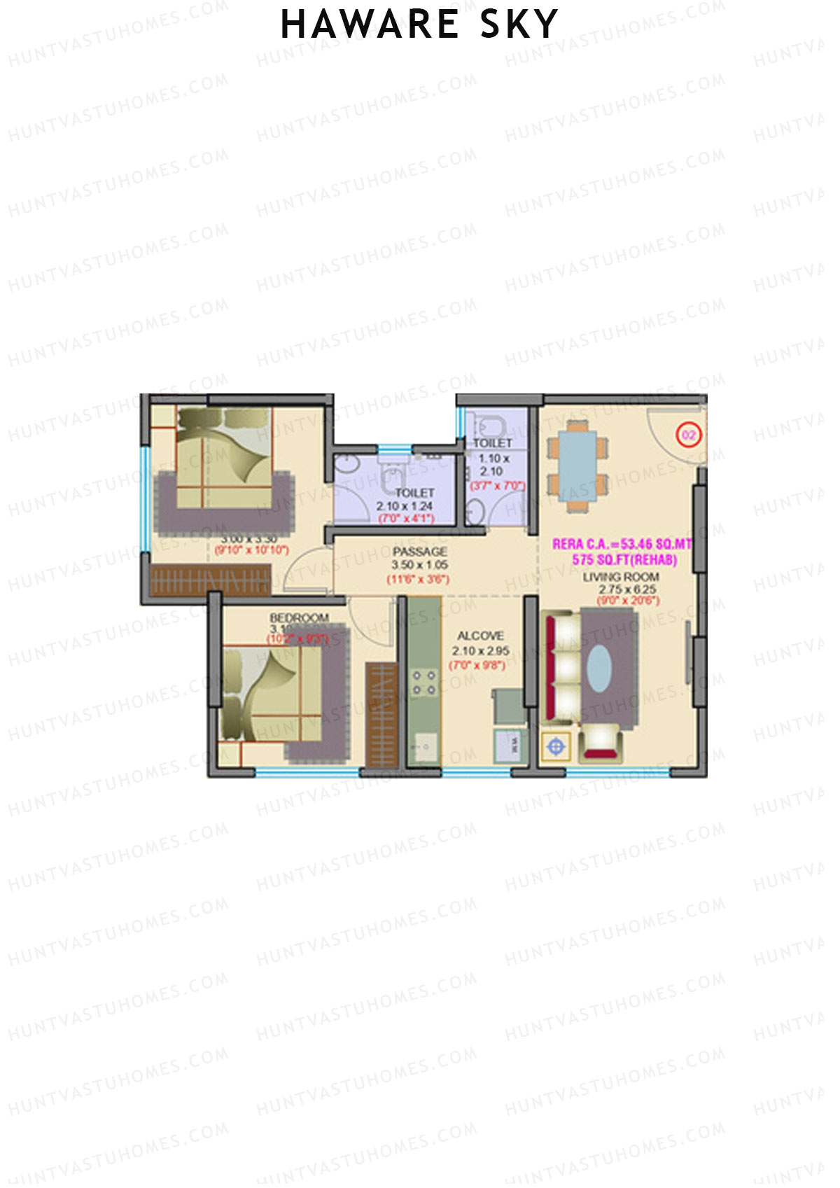 Haware Sky Wing A Unit 2 Floor Plan