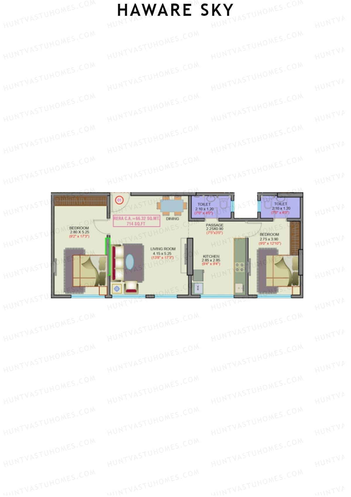 Haware Sky Wing B Unit 1 Floor Plan