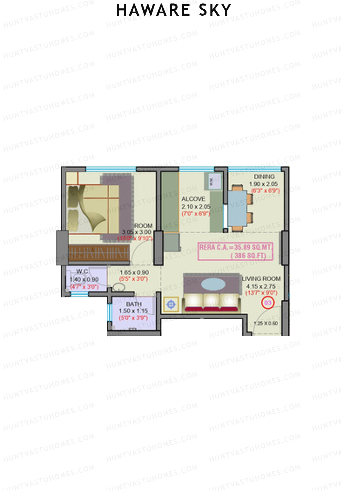 Haware Sky Wing B Unit 3 Floor Plan
