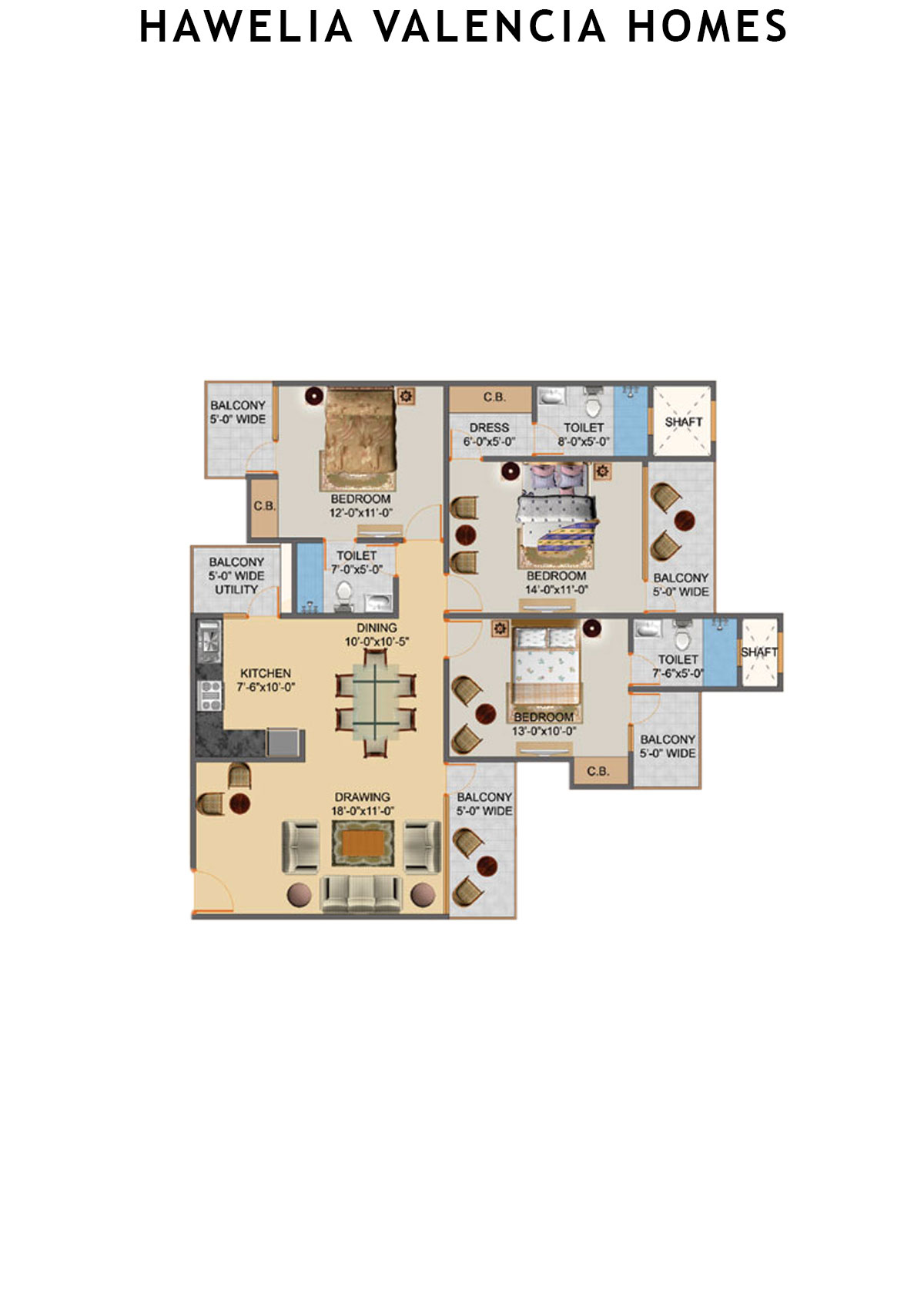 Hawelia Valencia Homes Tower C Unit 1 (Type HIG-4) Floor Plan