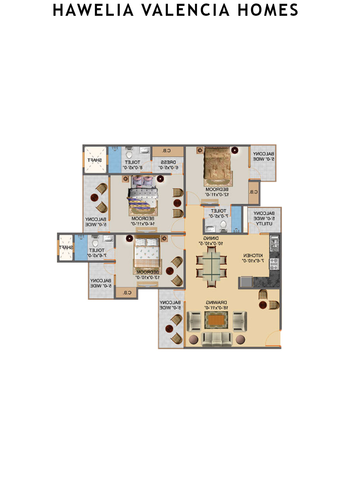 Hawelia Valencia Homes Tower C Unit 4 (Type HIG-4) Floor Plan