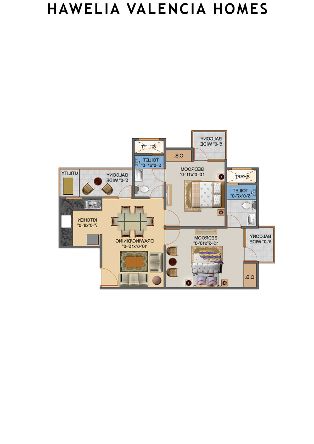 Hawelia Valencia Homes Tower E Unit 1 (Type MIG-1) Floor Plan