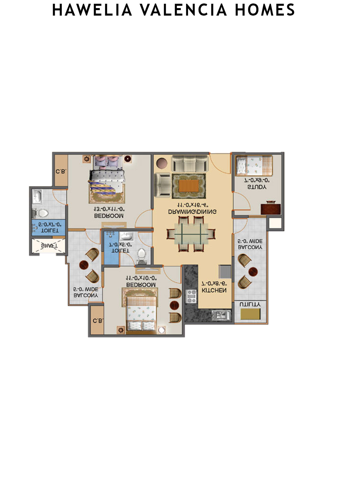 Hawelia Valencia Homes Tower F Unit 3 (Type MIG-2) Floor Plan