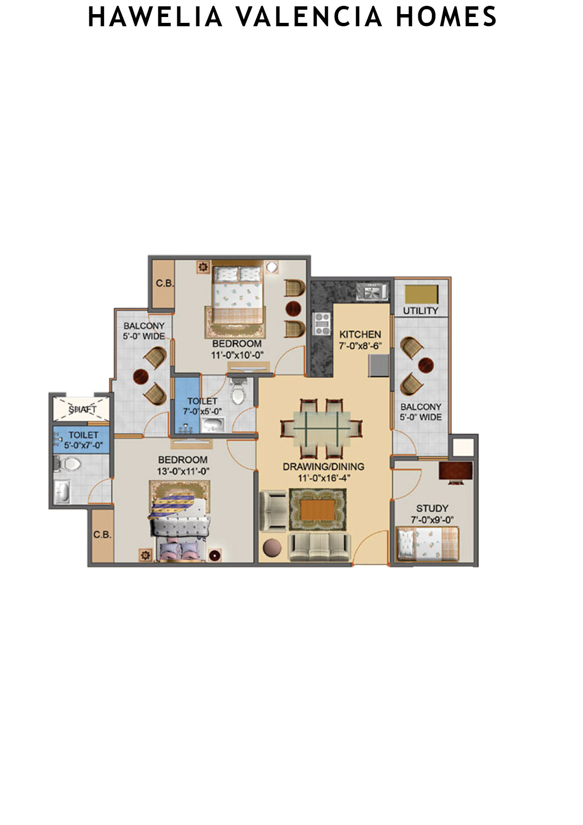 Hawelia Valencia Homes Tower F Unit 6 (Type MIG-2) Floor Plan