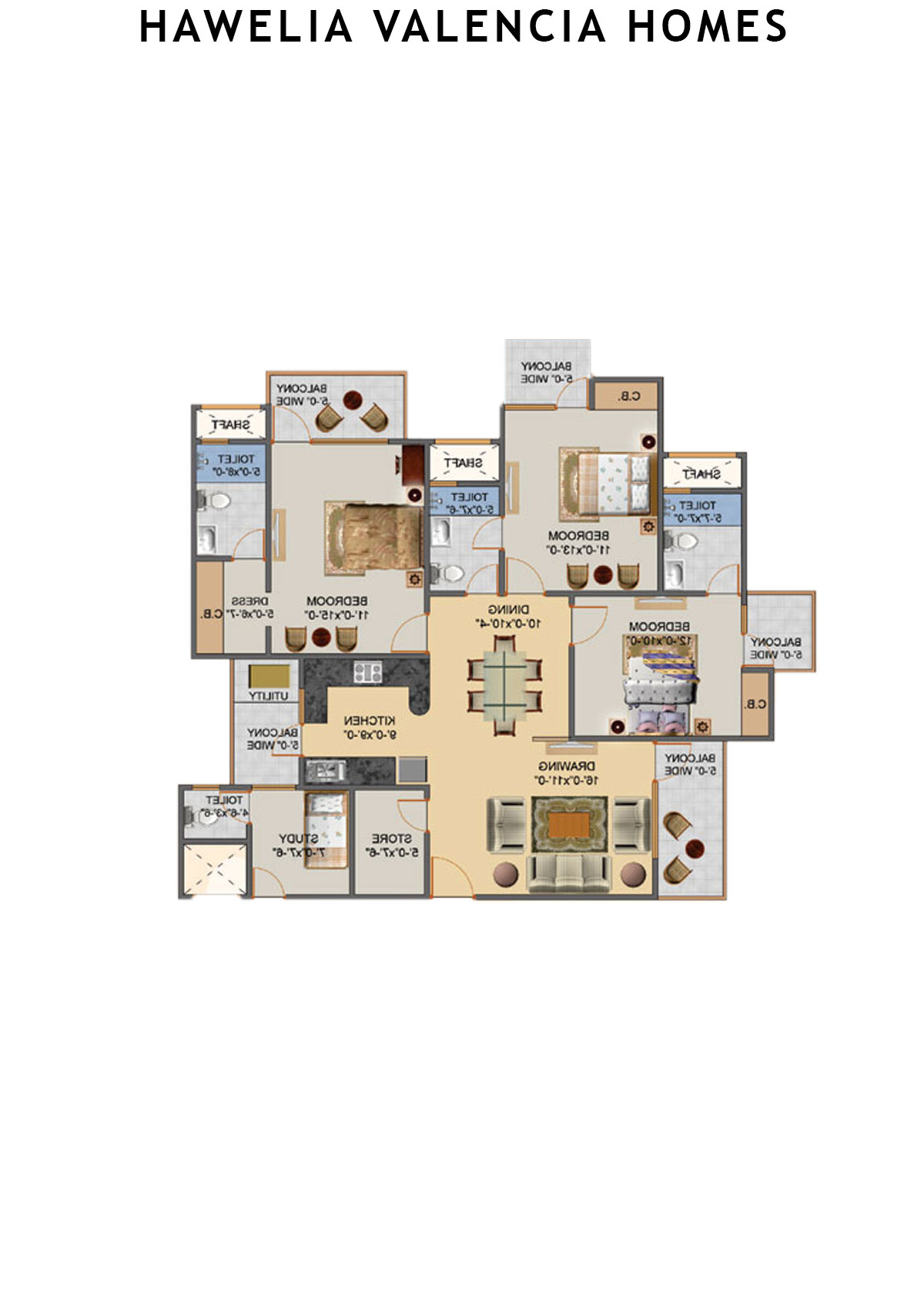 Hawelia Valencia Homes Tower G Unit 1 (Type HIG-3) Floor Plan