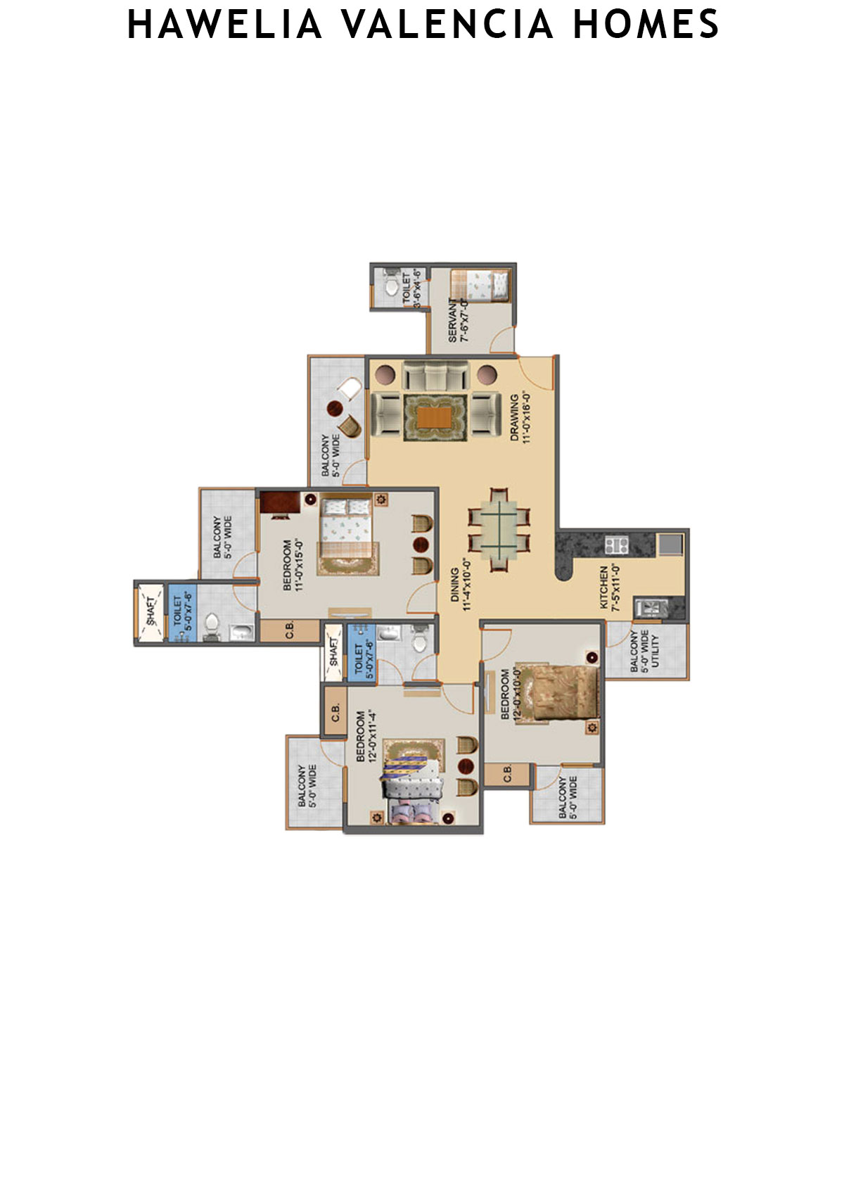 Hawelia Valencia Homes Tower G Unit 3 (Type HIG-2A) Floor Plan