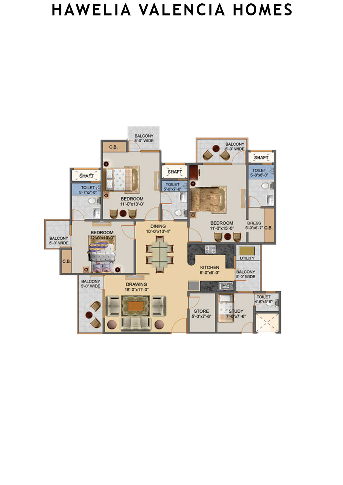 Hawelia Valencia Homes Tower G Unit 4 (Type HIG-3) Floor Plan