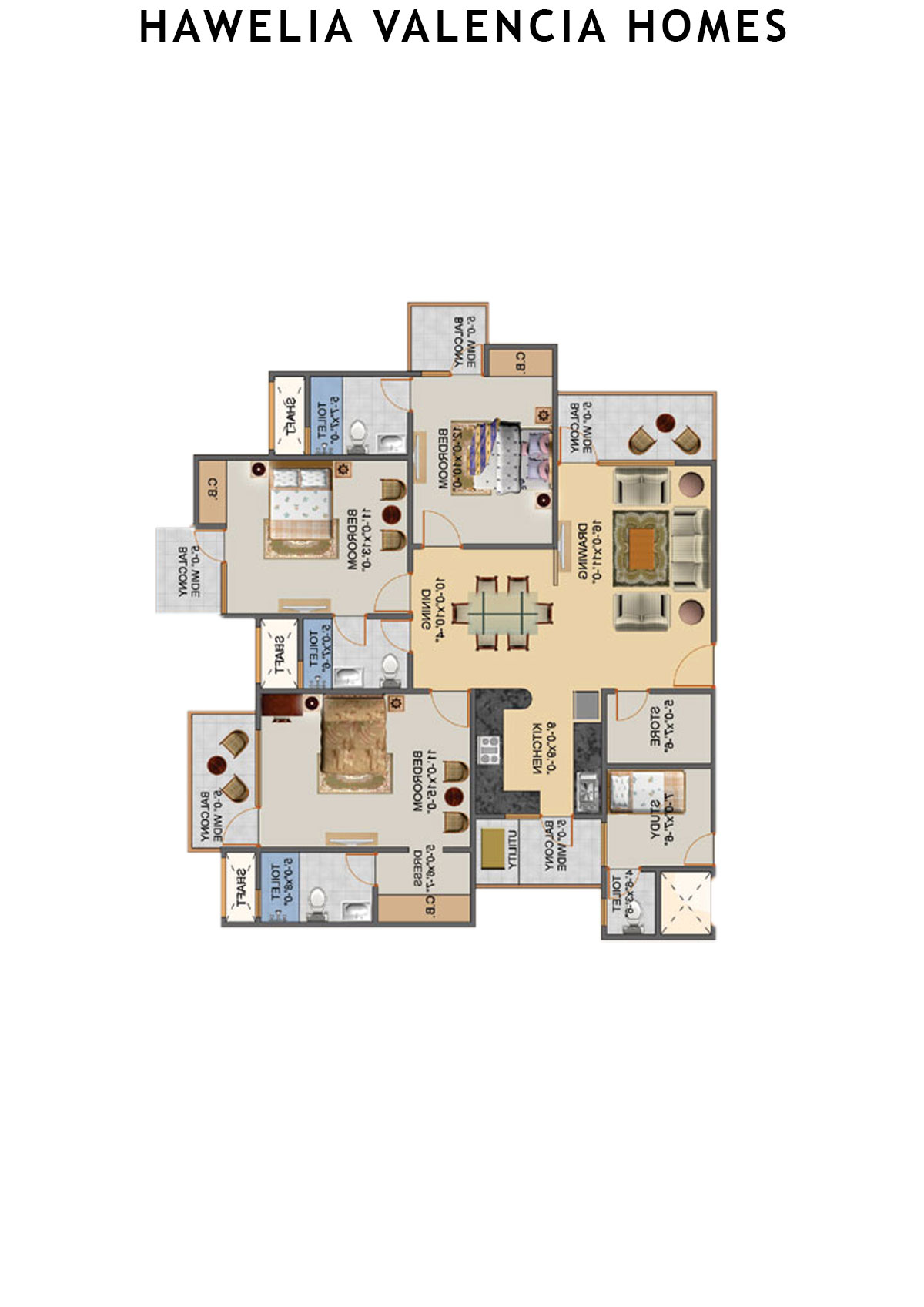 Hawelia Valencia Homes Tower H Unit 1 (Type HIG-3) Floor Plan