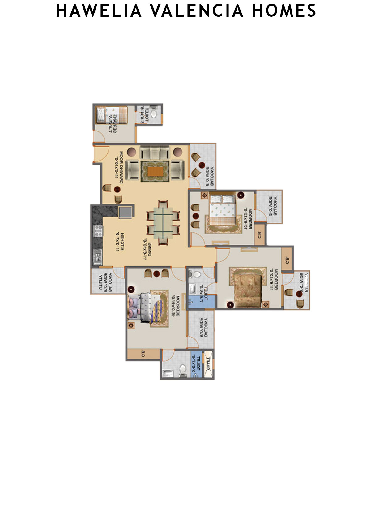 Hawelia Valencia Homes Tower H Unit 3 (Type HIG-2B) Floor Plan