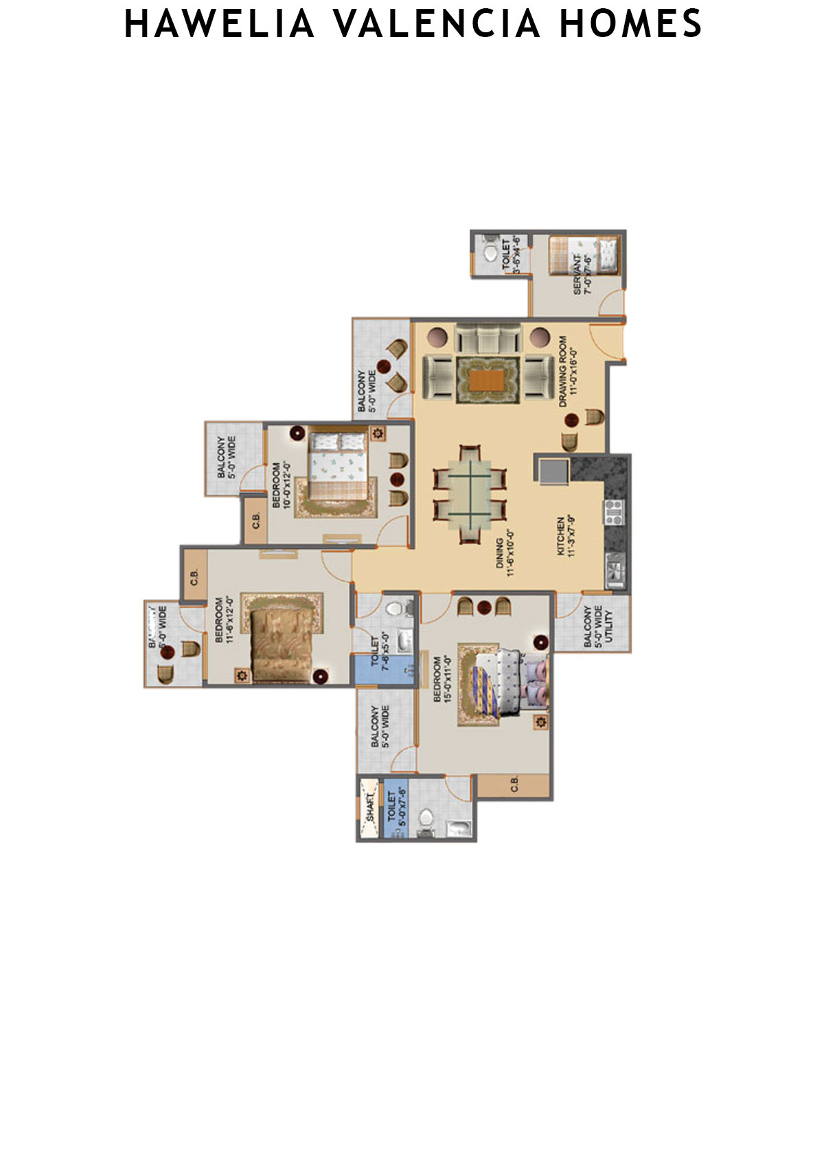 Hawelia Valencia Homes Tower H Unit 4 (Type HIG-2B) Floor Plan