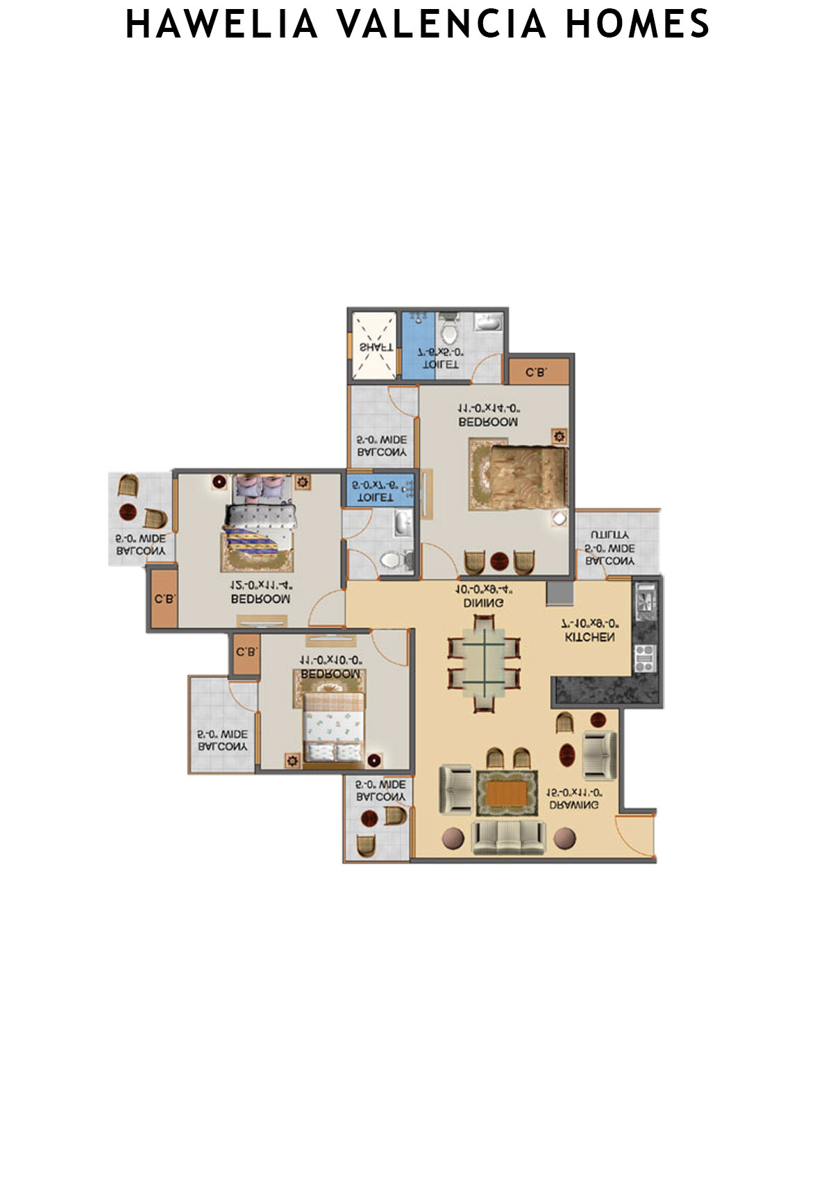 Hawelia Valencia Homes Tower J Unit 1 (Type  HIG-1) Floor Plan