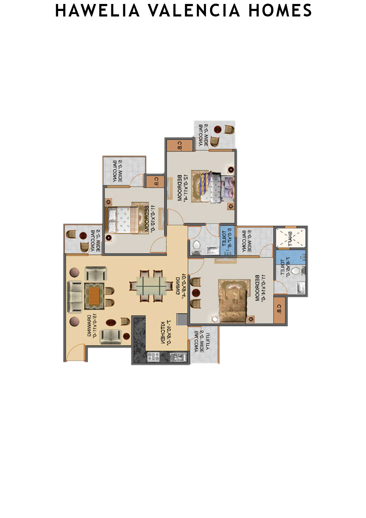 Hawelia Valencia Homes Tower K Unit 1 (Type HIG-1) Floor Plan