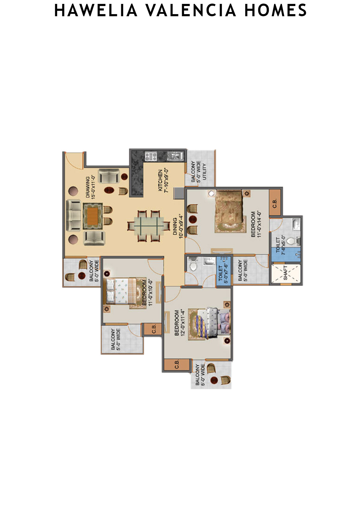 Hawelia Valencia Homes Tower K Unit 2 (Type HIG-1) Floor Plan