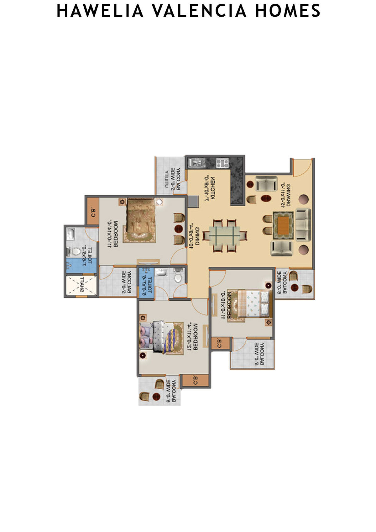 Hawelia Valencia Homes Tower K Unit 4 (Type HIG-1) Floor Plan