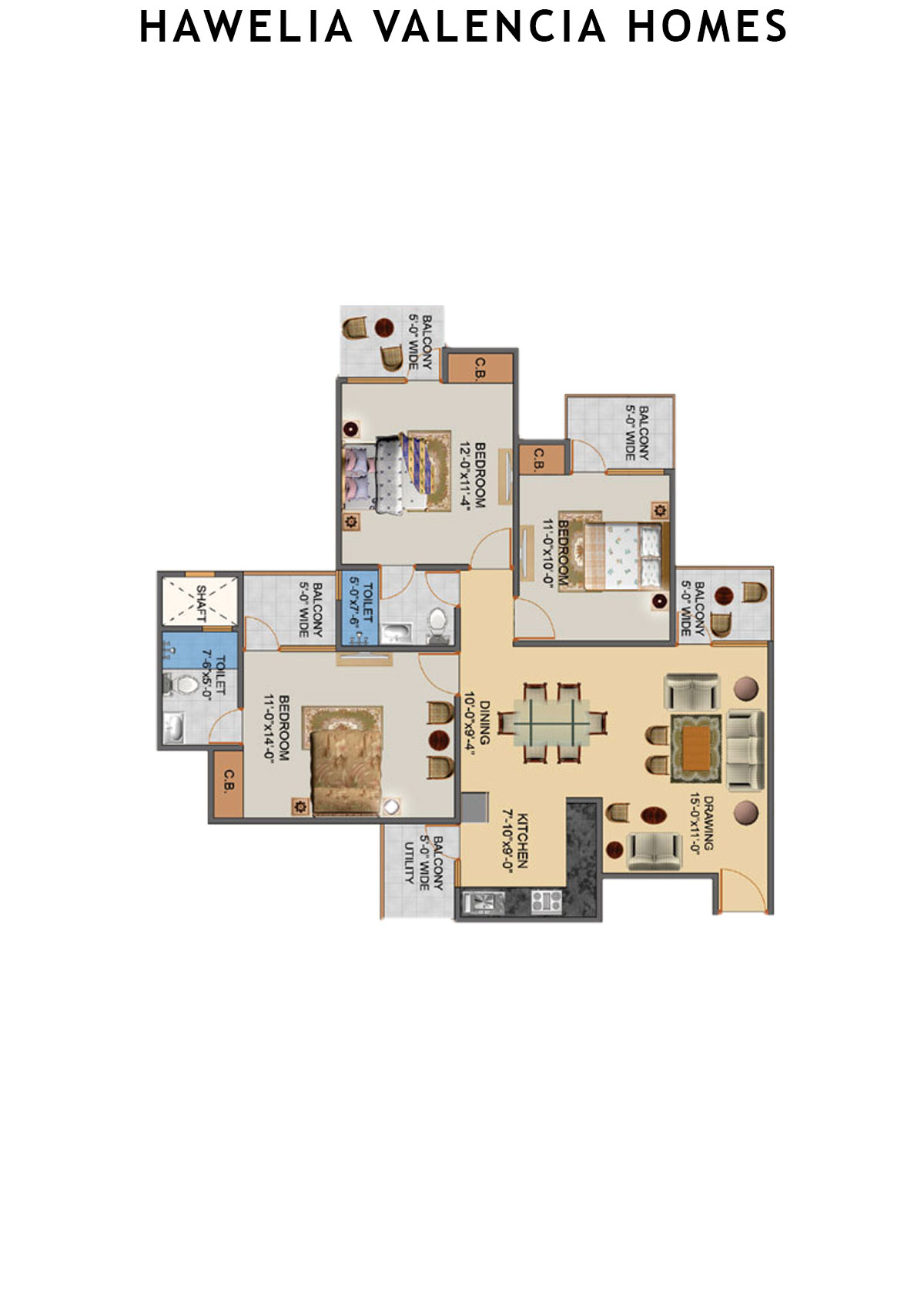 Hawelia Valencia Homes Tower K Unit 5 (Type HIG-1) Floor Plan