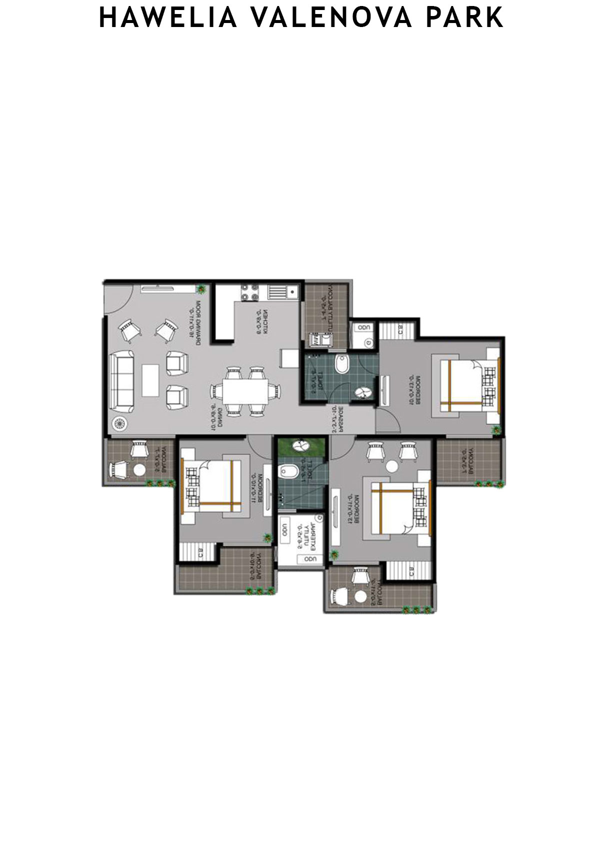 Hawelia Valenova Park Tower B Unit 1 (Type HIG-1) Floor Plan