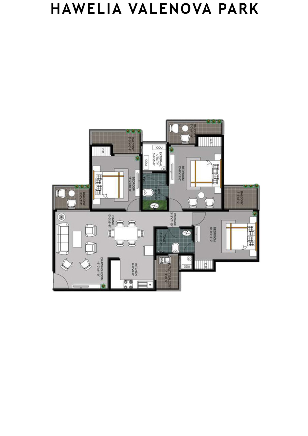 Hawelia Valenova Park Tower B Unit 4 (Type HIG-1) Floor Plan