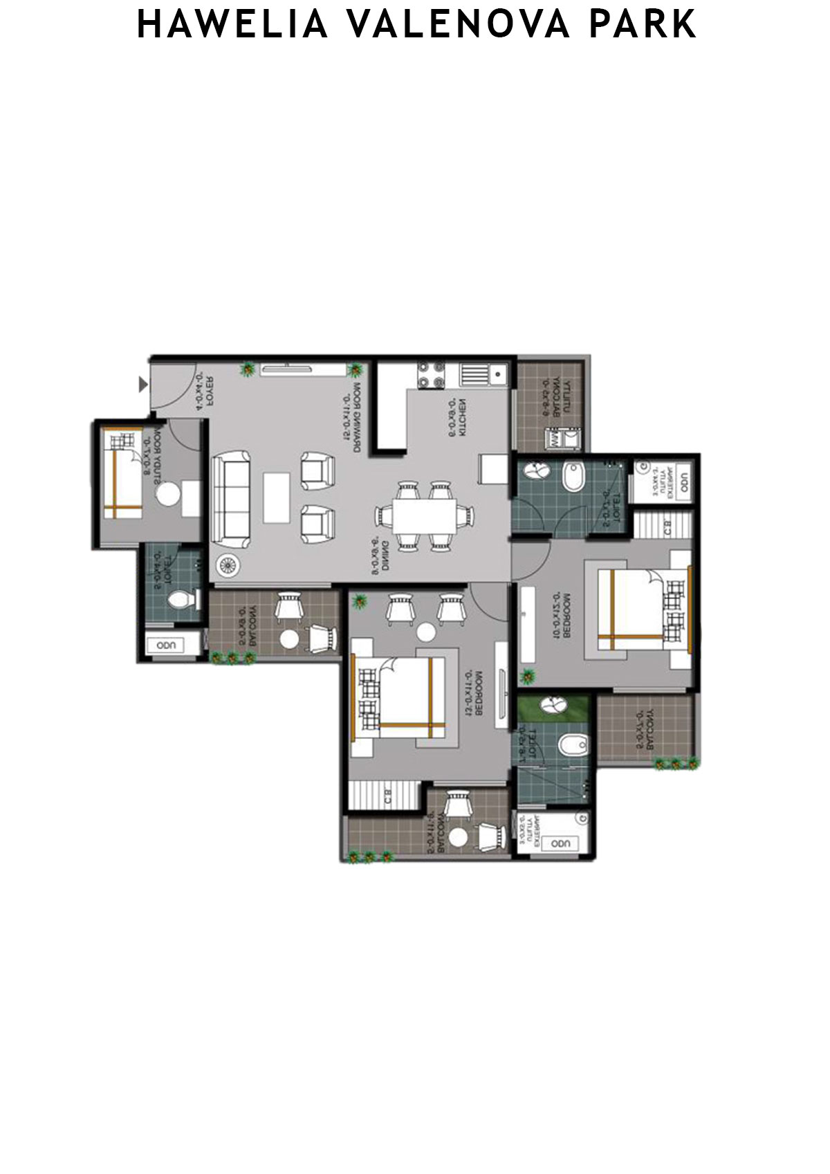 Hawelia Valenova Park Tower C Unit 1 (Type MIG-3) Floor Plan