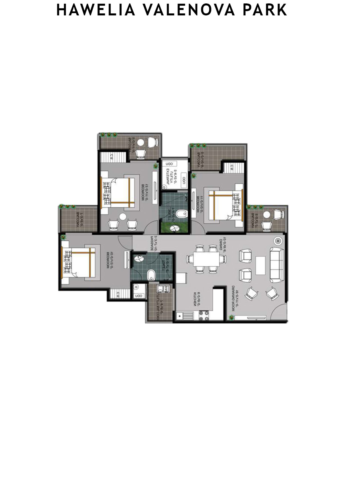Hawelia Valenova Park Tower C Unit 3 (Type HIG-1) Floor Plan