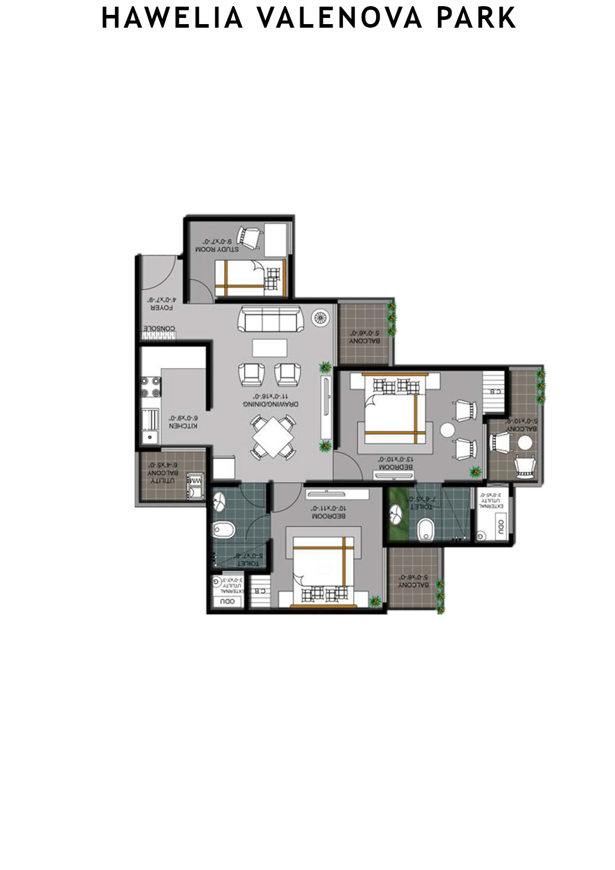 Hawelia Valenova Park Tower D Unit 1 (Type MIG-2) Floor Plan