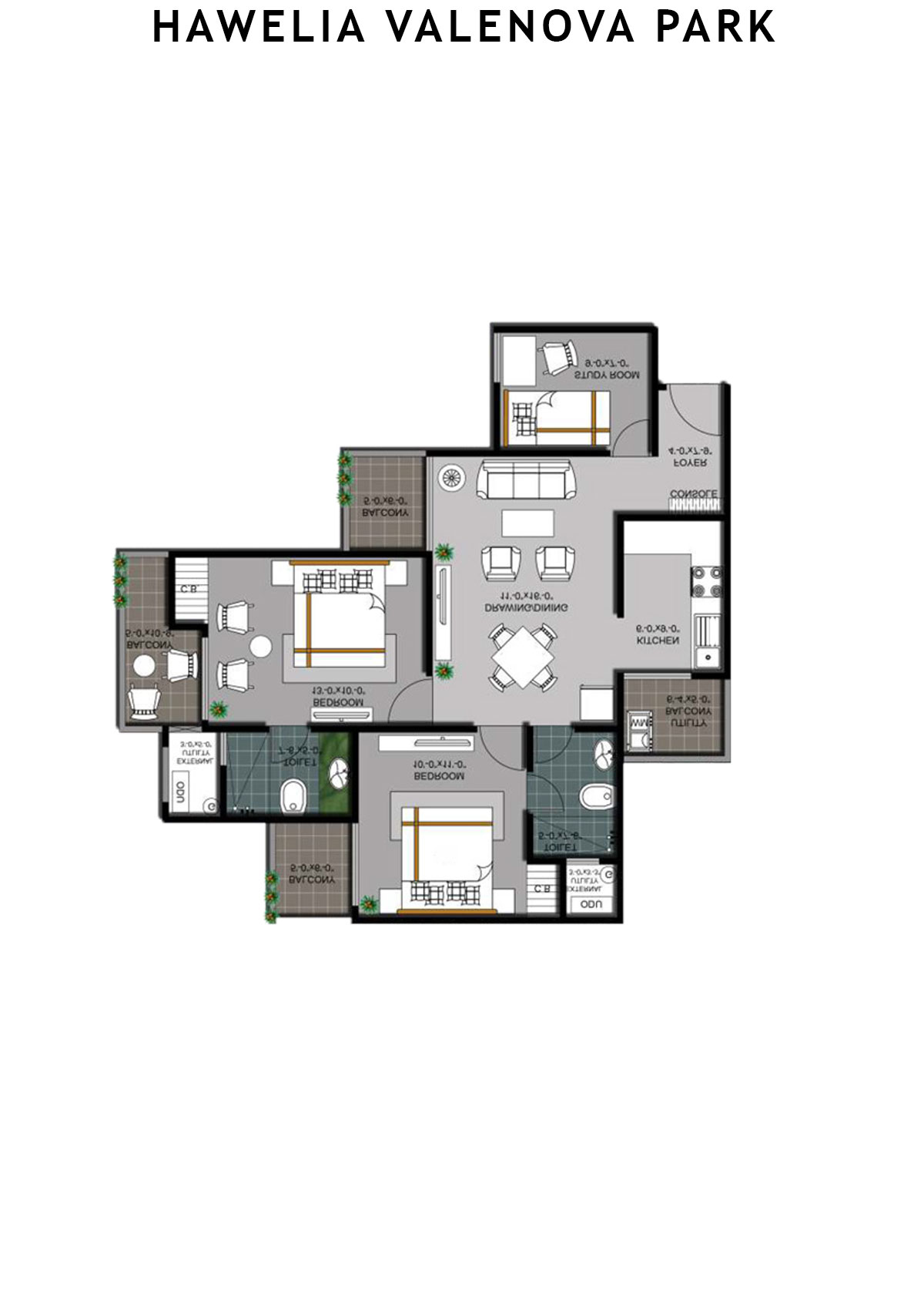 Hawelia Valenova Park Tower D Unit 2 (Type MIG-2) Floor Plan