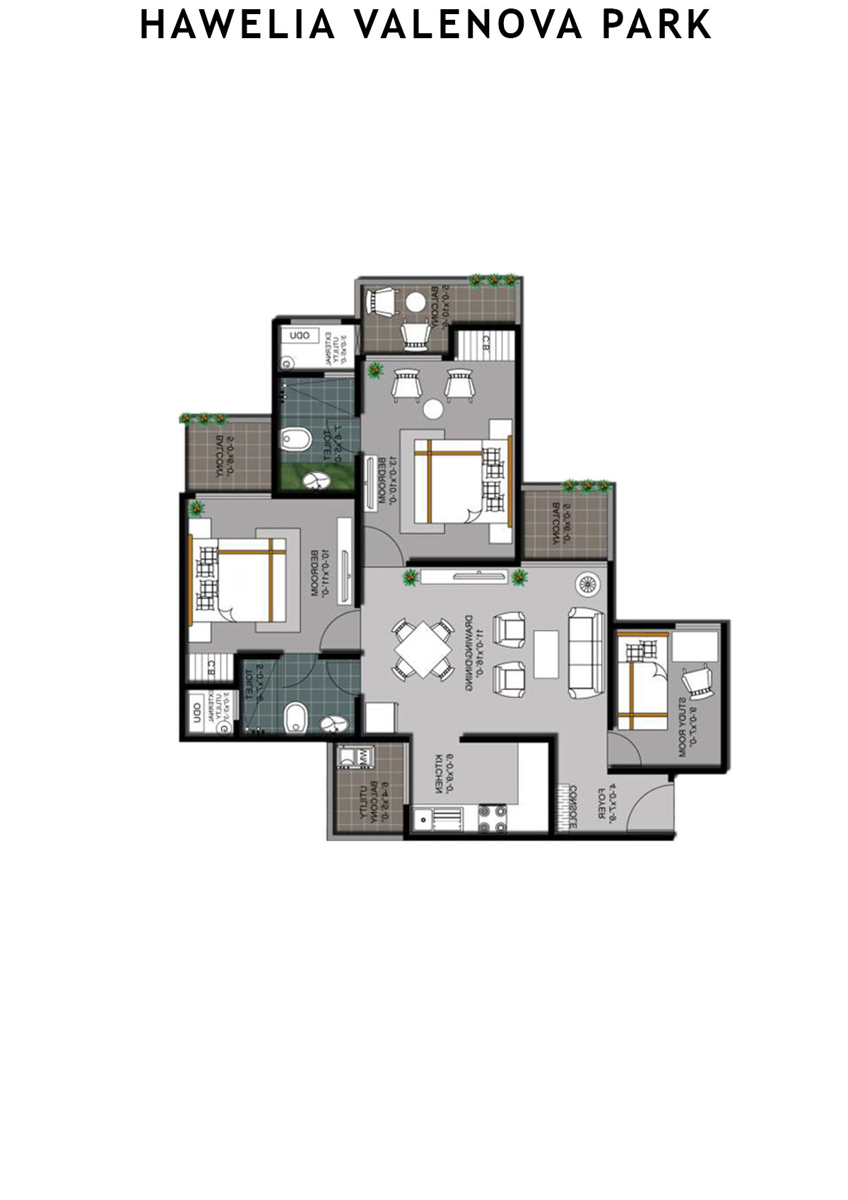 Hawelia Valenova Park Tower D Unit 4 (Type MIG-2) Floor Plan
