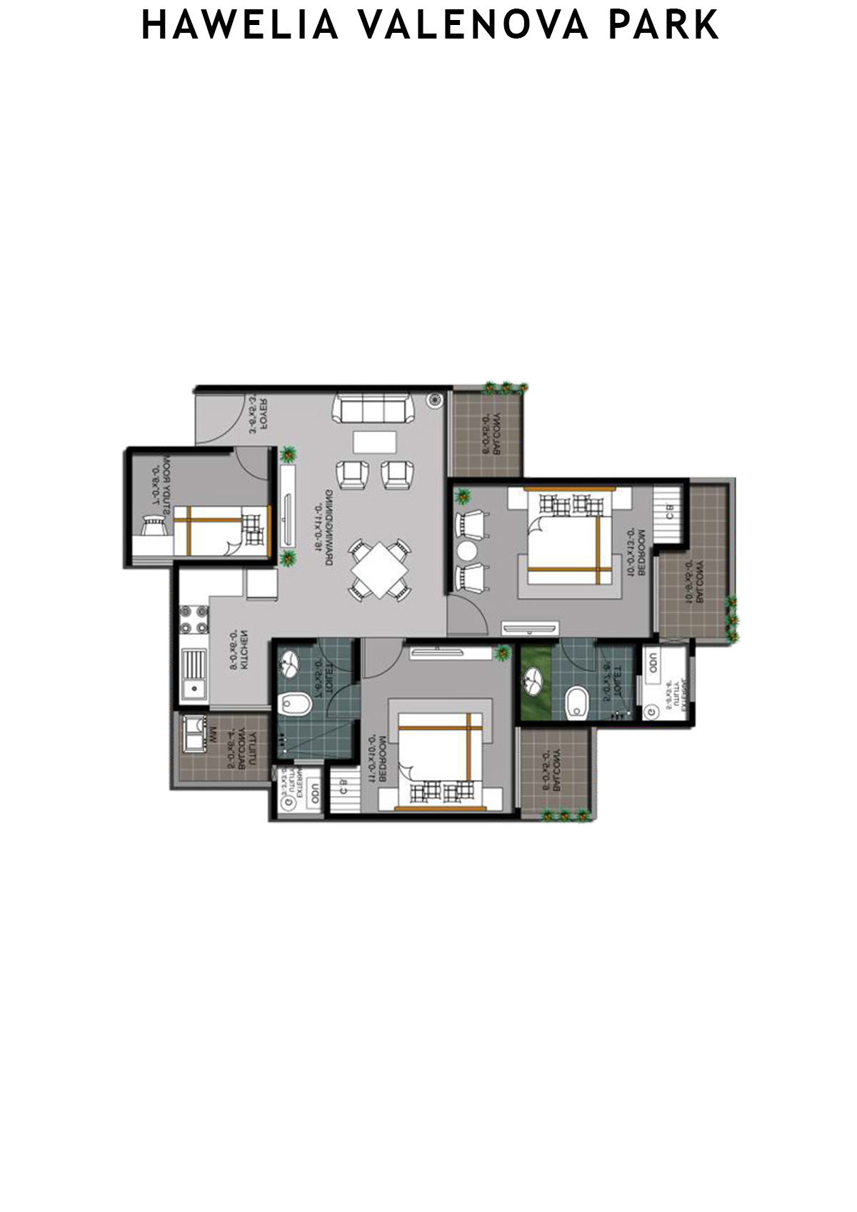 Hawelia Valenova Park Tower D Unit 6 (Type MIG-1) Floor Plan