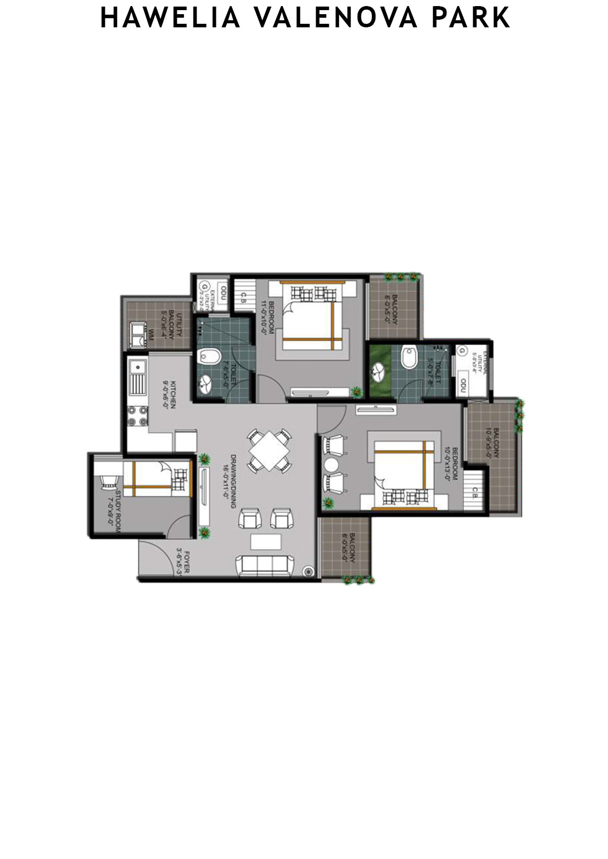 Hawelia Valenova Park Tower E Unit 1 (Type MIG-1) Floor Plan