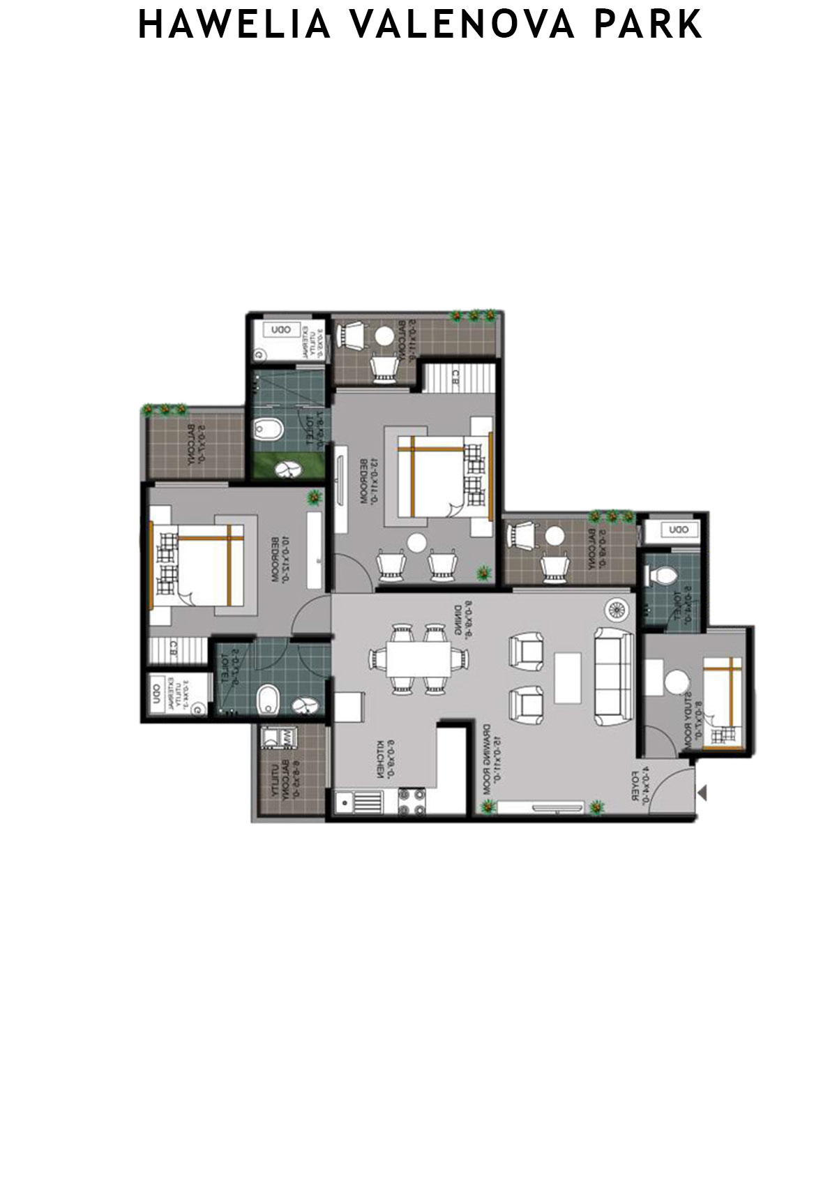 Hawelia Valenova Park Tower E Unit 4 (Type MIG-3) Floor Plan