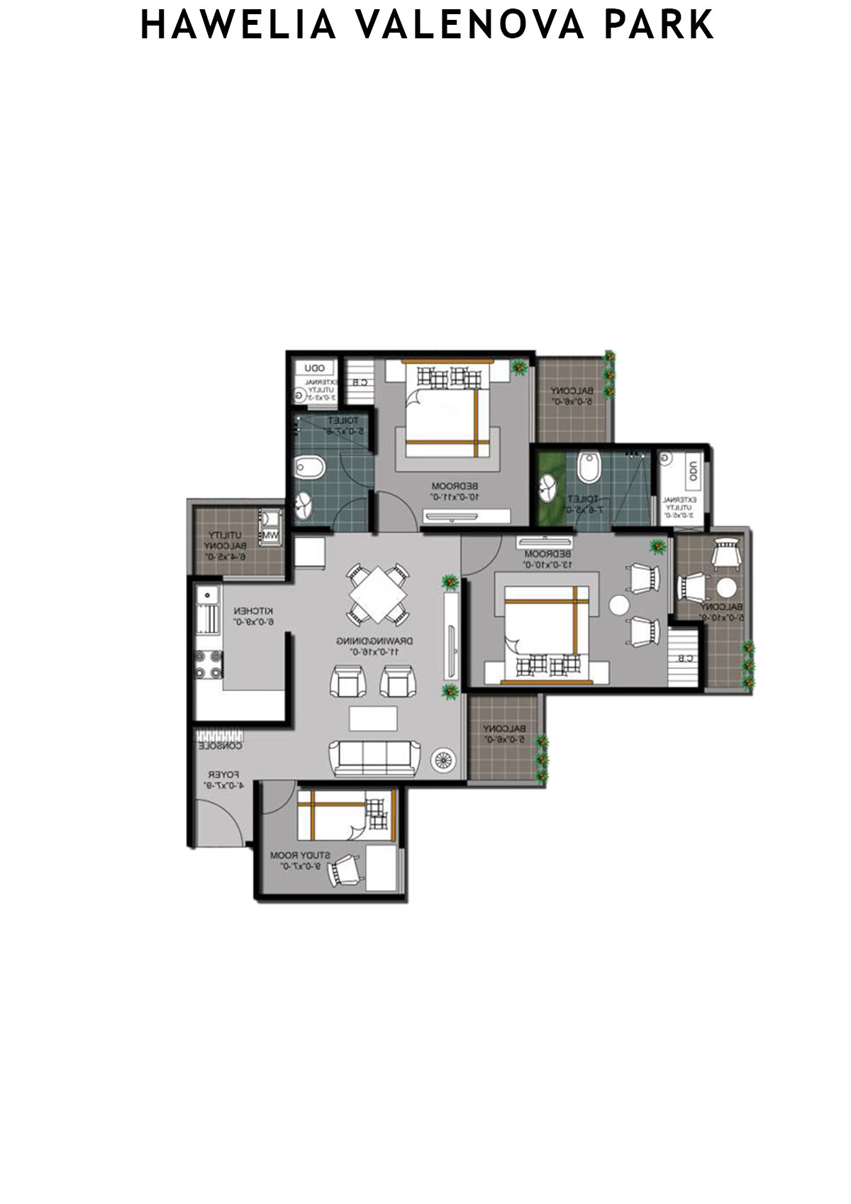 Hawelia Valenova Park Tower E Unit 6 (Type MIG-2) Floor Plan