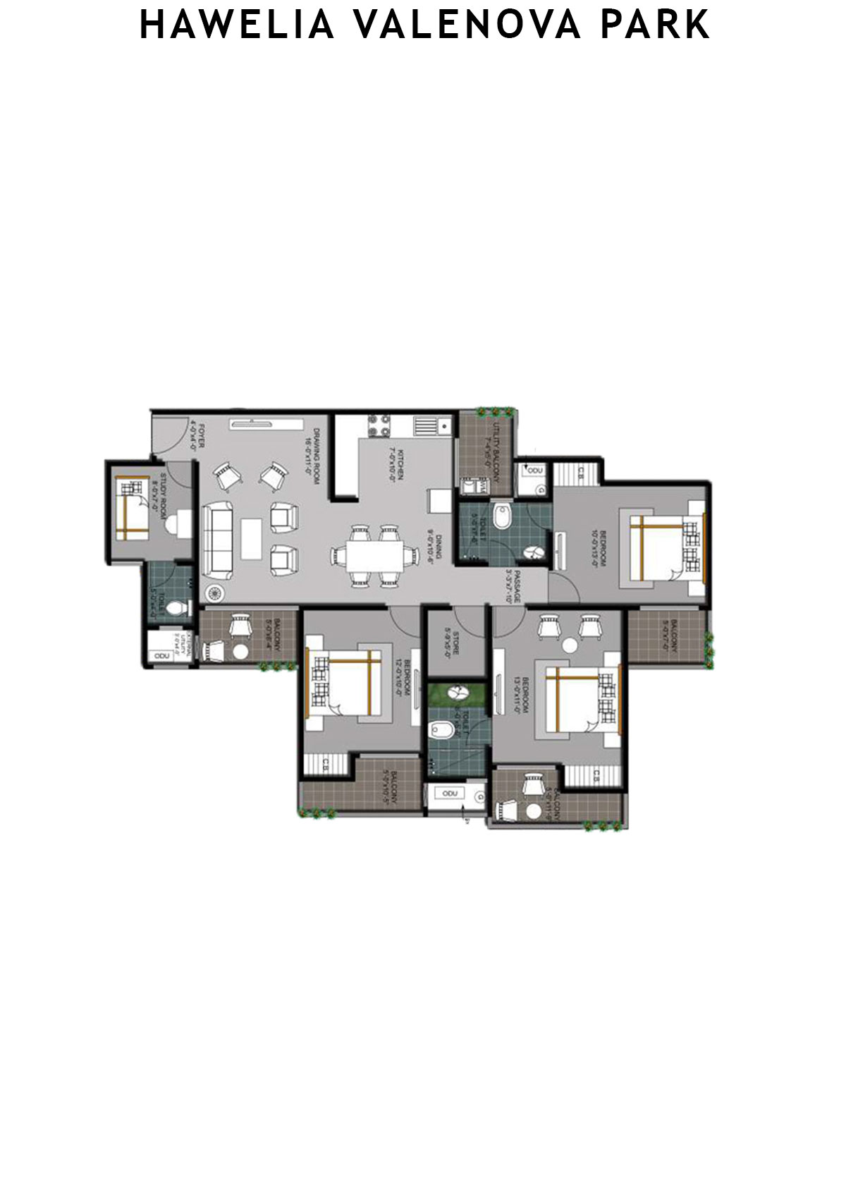 Hawelia Valenova Park Tower F Unit 1 (Type HIG-2) Floor Plan