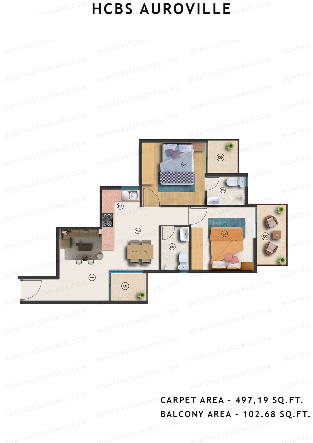 Hcbs Auroville Tower 9 Unit 5 (Type 4) Floor Plan