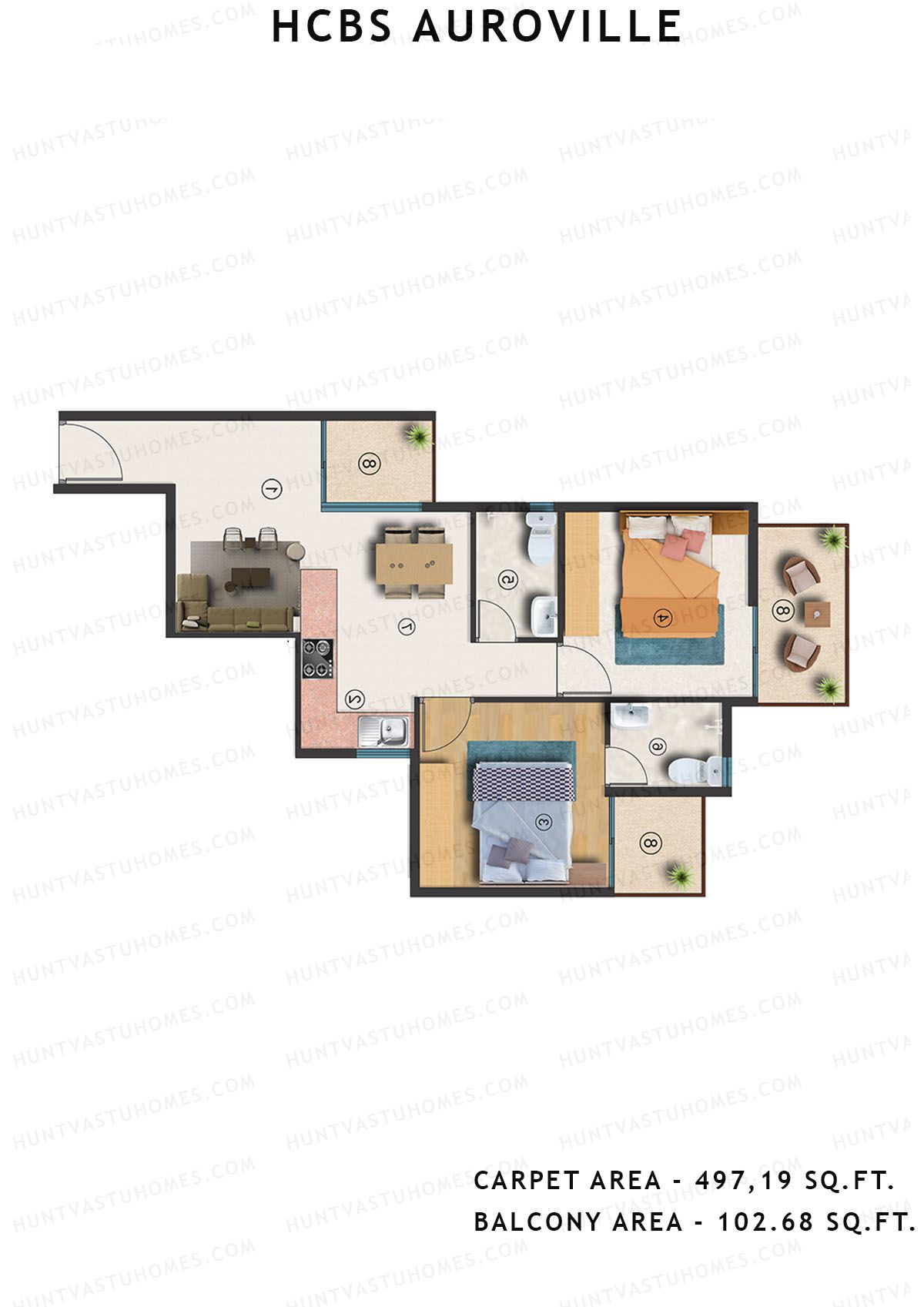 Hcbs Auroville Tower 9 Unit 6 (Type 4) Floor Plan