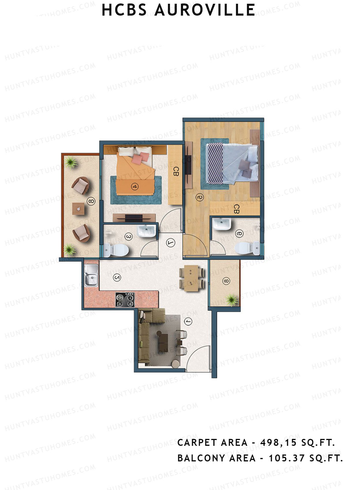 Hcbs Auroville Tower 9 Unit 3 (Type 5) Floor Plan