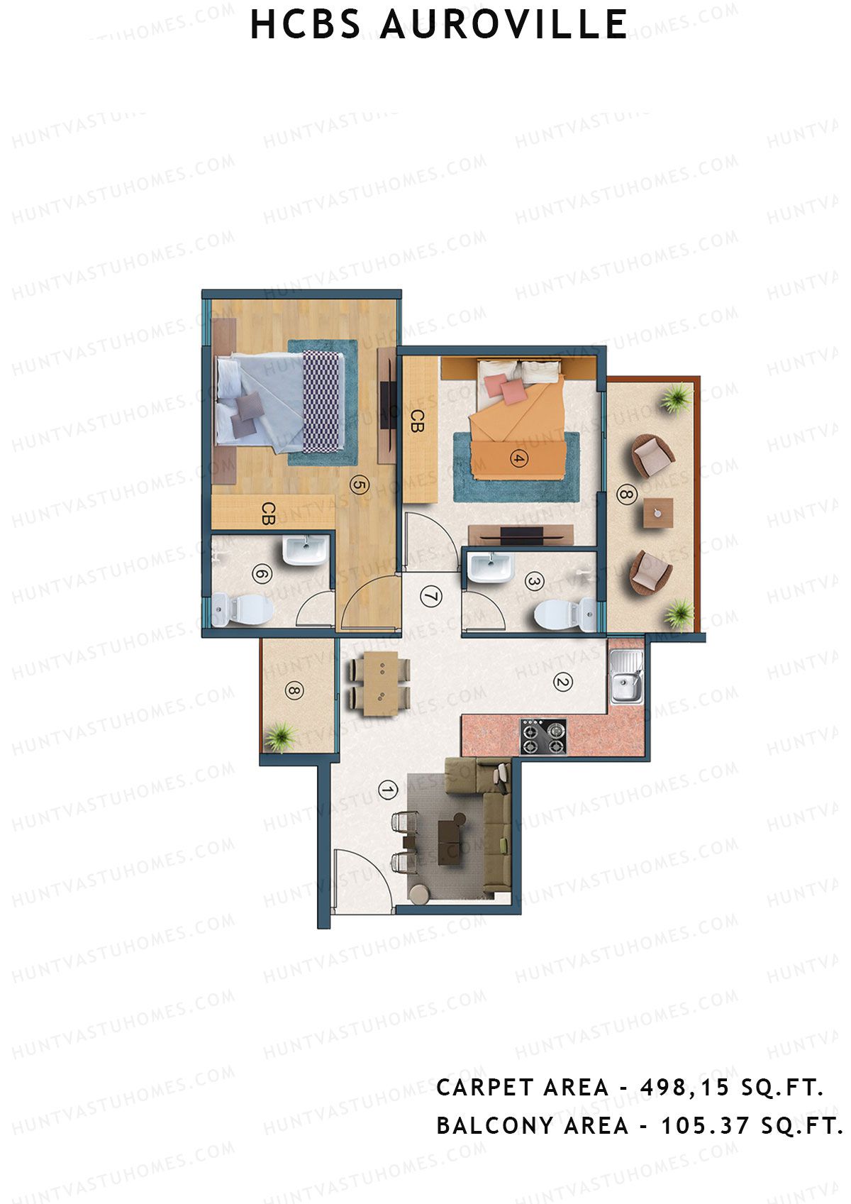 Hcbs Auroville Tower 9 Unit 4 (Type 5) Floor Plan