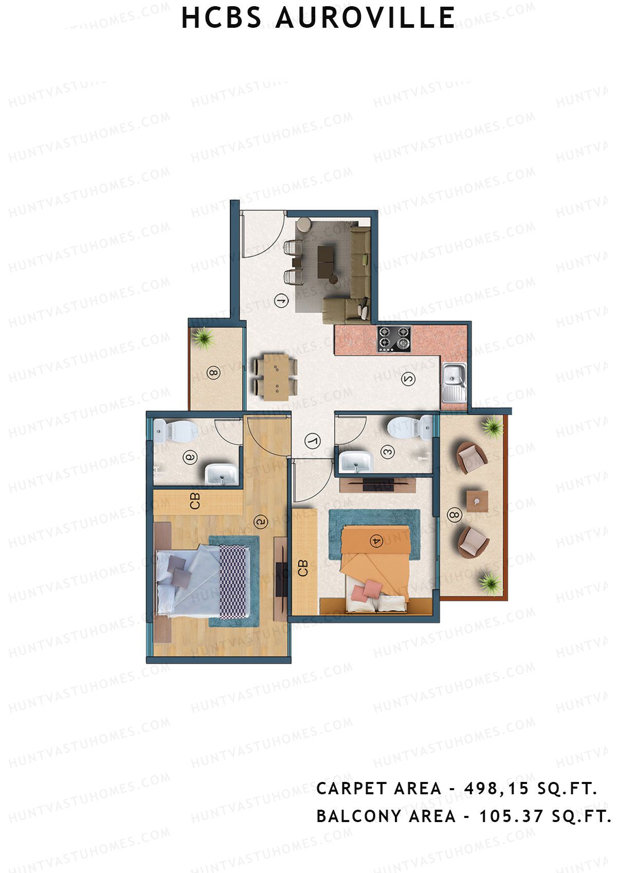 Hcbs Auroville Tower 9 Unit 7 (Type 5) Floor Plan
