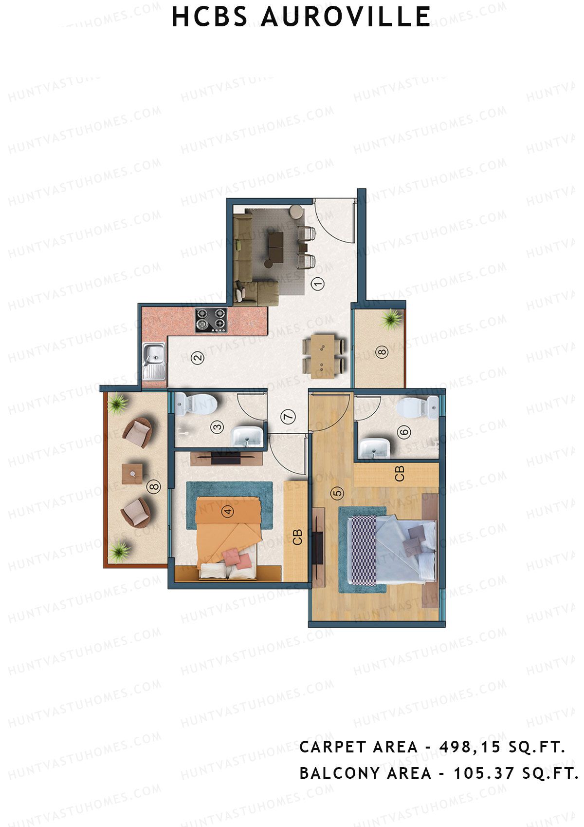 Hcbs Auroville Tower 9 Unit 8 (Type 5) Floor Plan