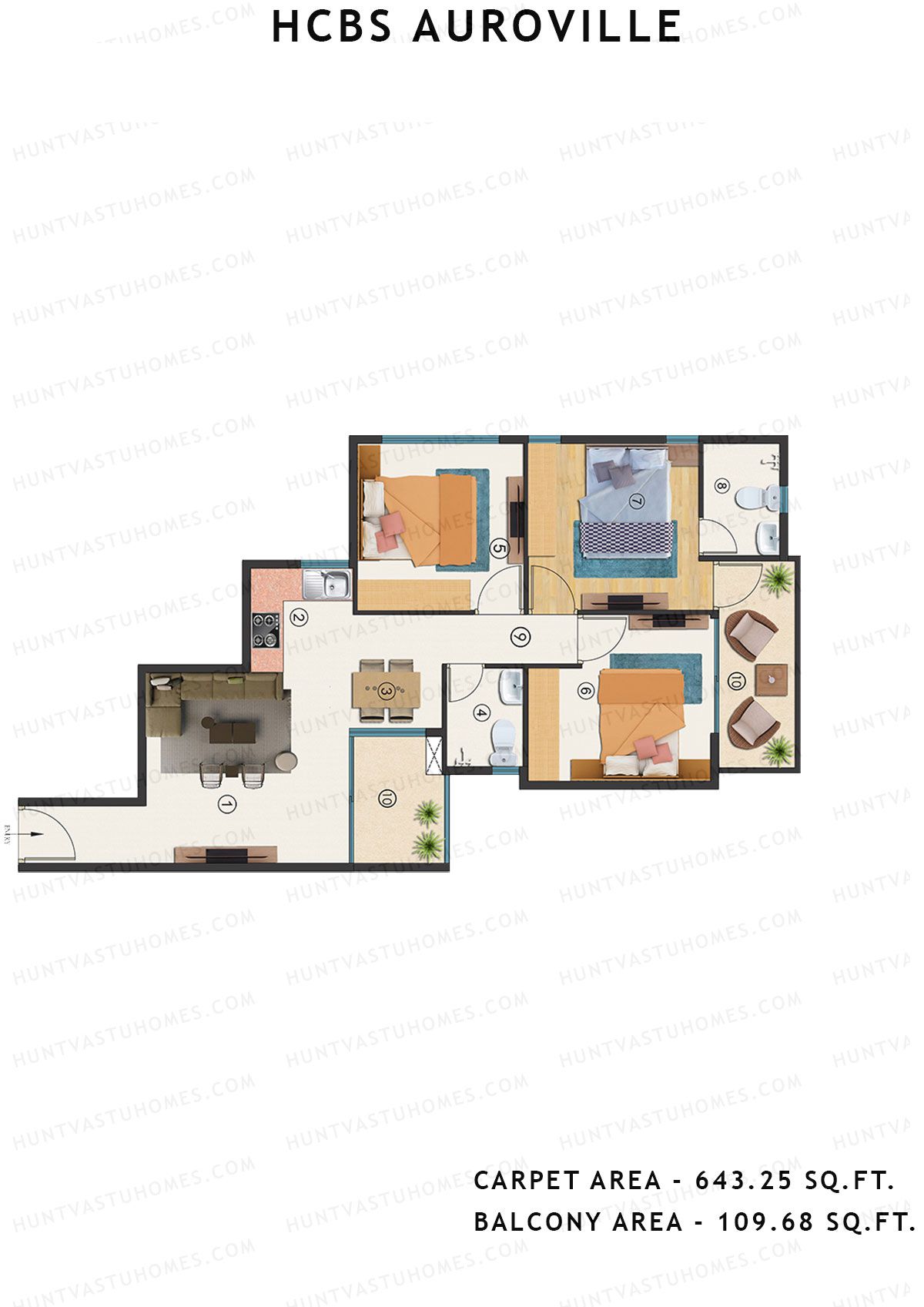Hcbs Auroville Tower 6 Unit 5 (Type 1) Floor Plan