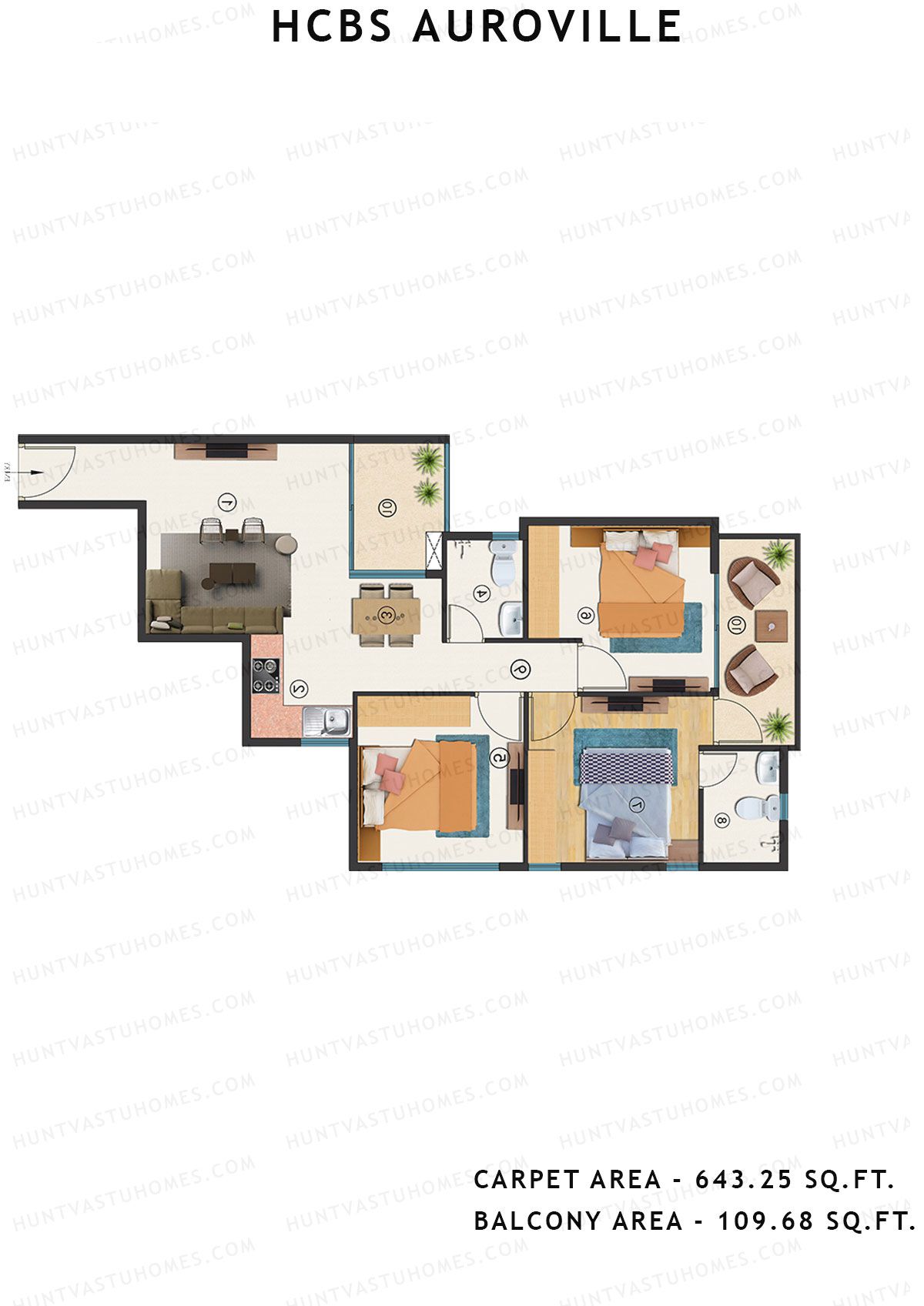 Hcbs Auroville Tower 6 Unit 6 (Type 1) Floor Plan
