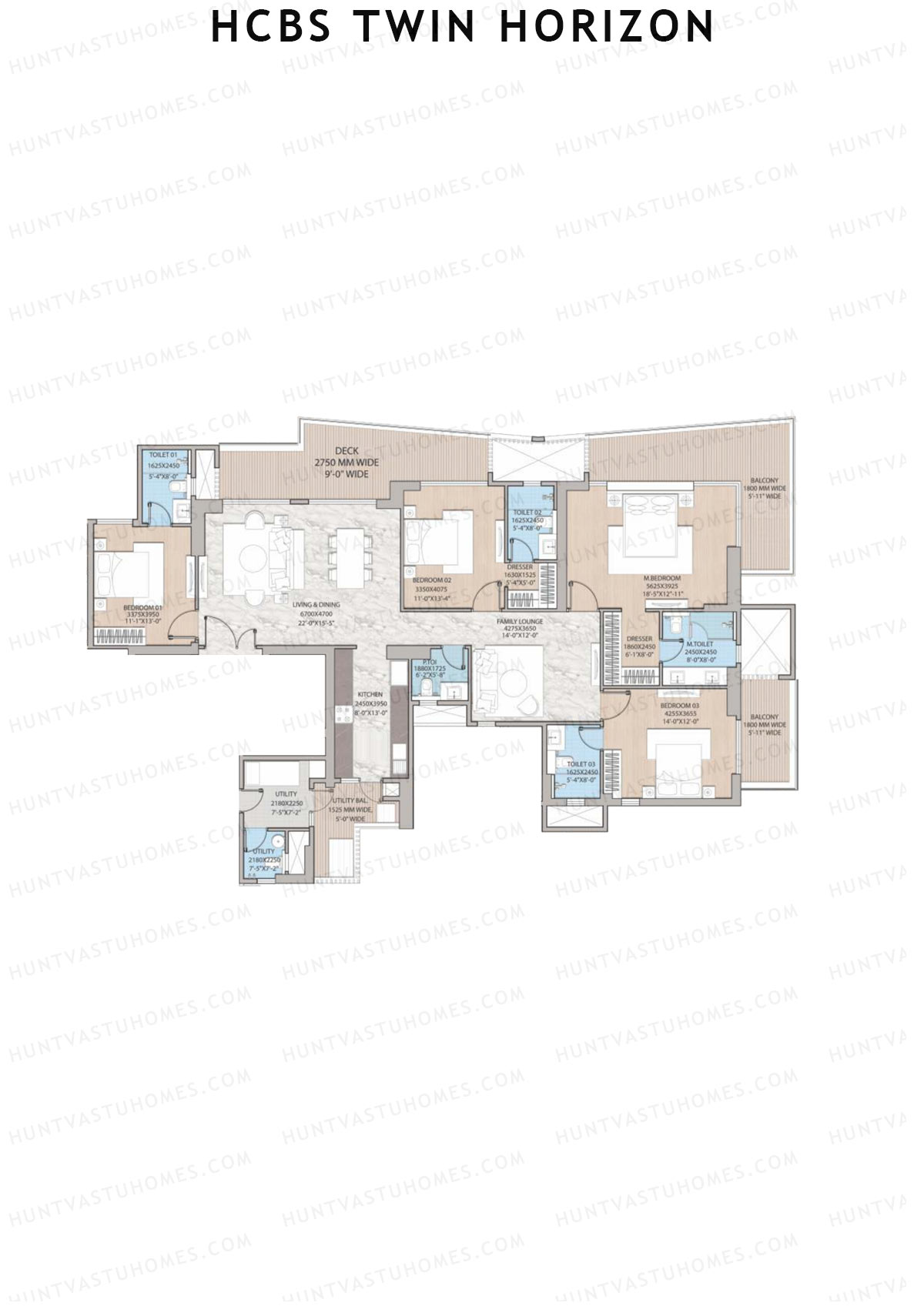 HCBS Twin Horizon Tower A Unit 4 (Type 1) Floor Plan