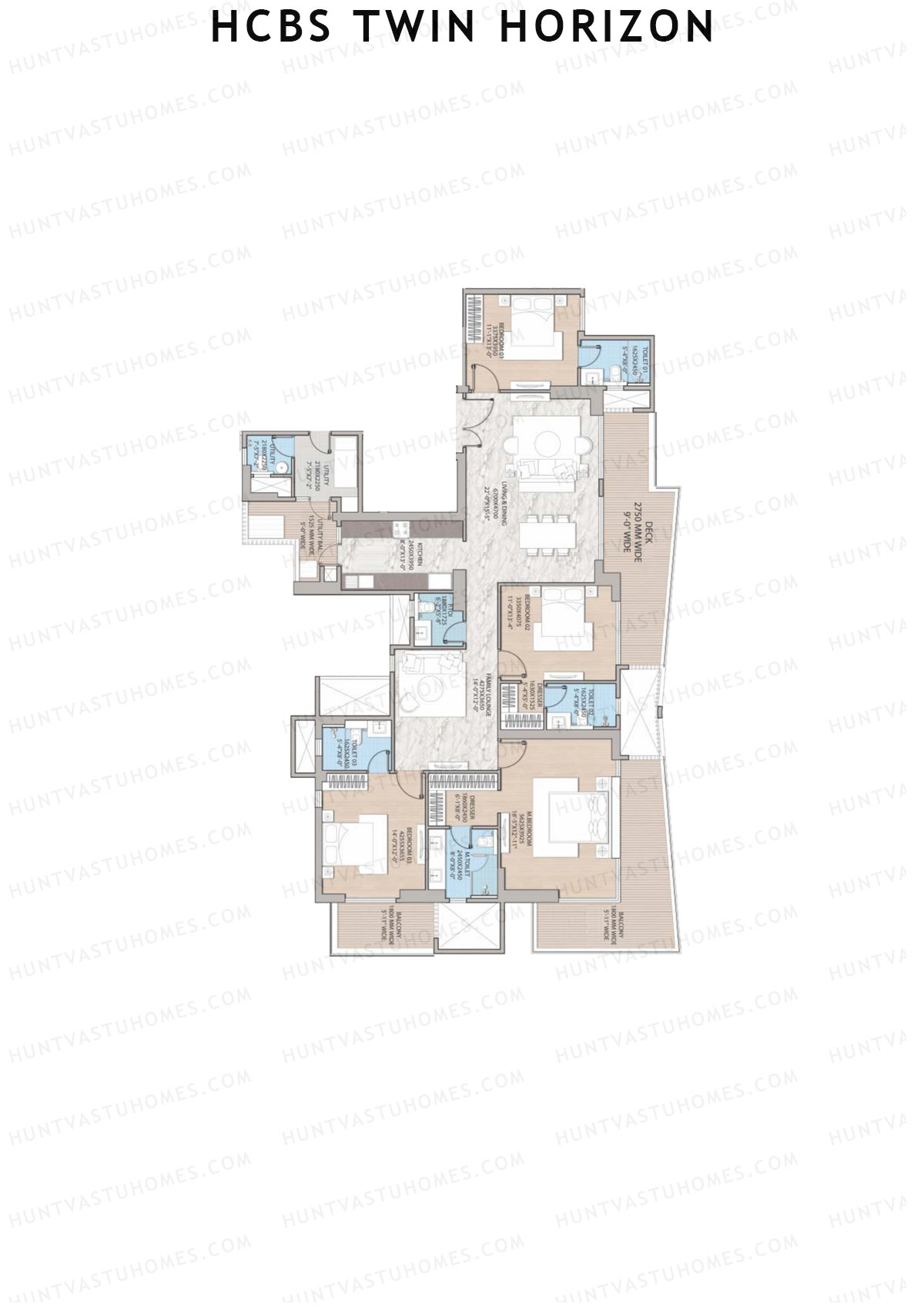 HCBS Twin Horizon Tower B Unit 1 (Type 2) Floor Plan