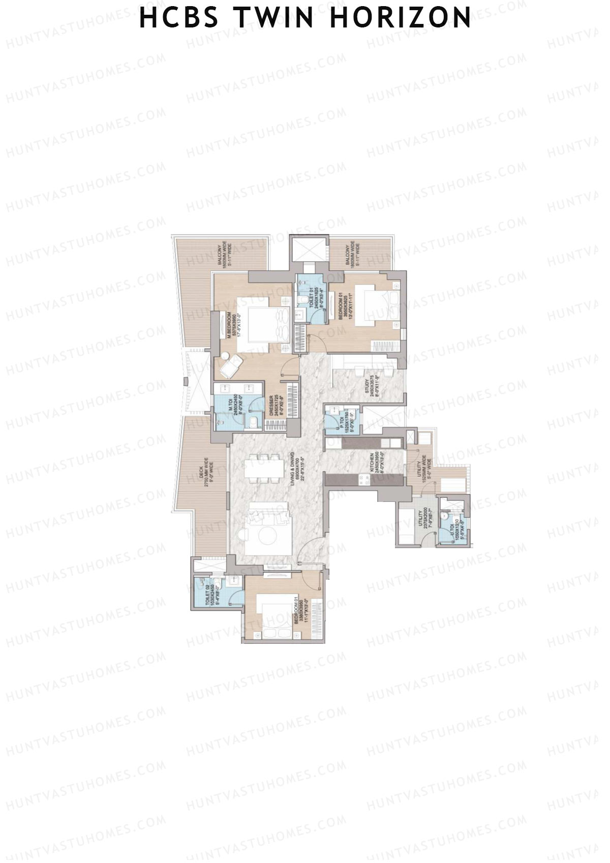 HCBS Twin Horizon Tower B Unit 3 (Type 1) Floor Plan