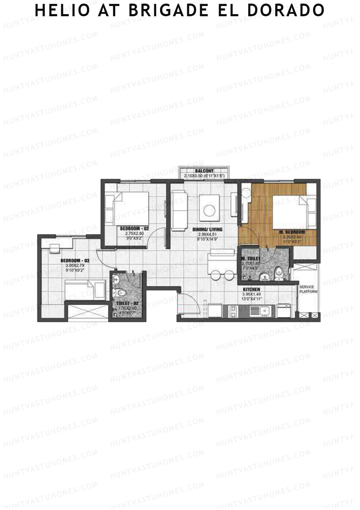 Helio at Brigade El Dorado Gallium Unit 12 (Type A2) Floor Plan