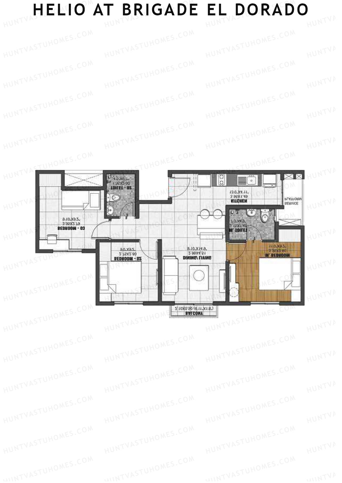 Helio at Brigade El Dorado Gallium Unit 13 (Type A2) Floor Plan