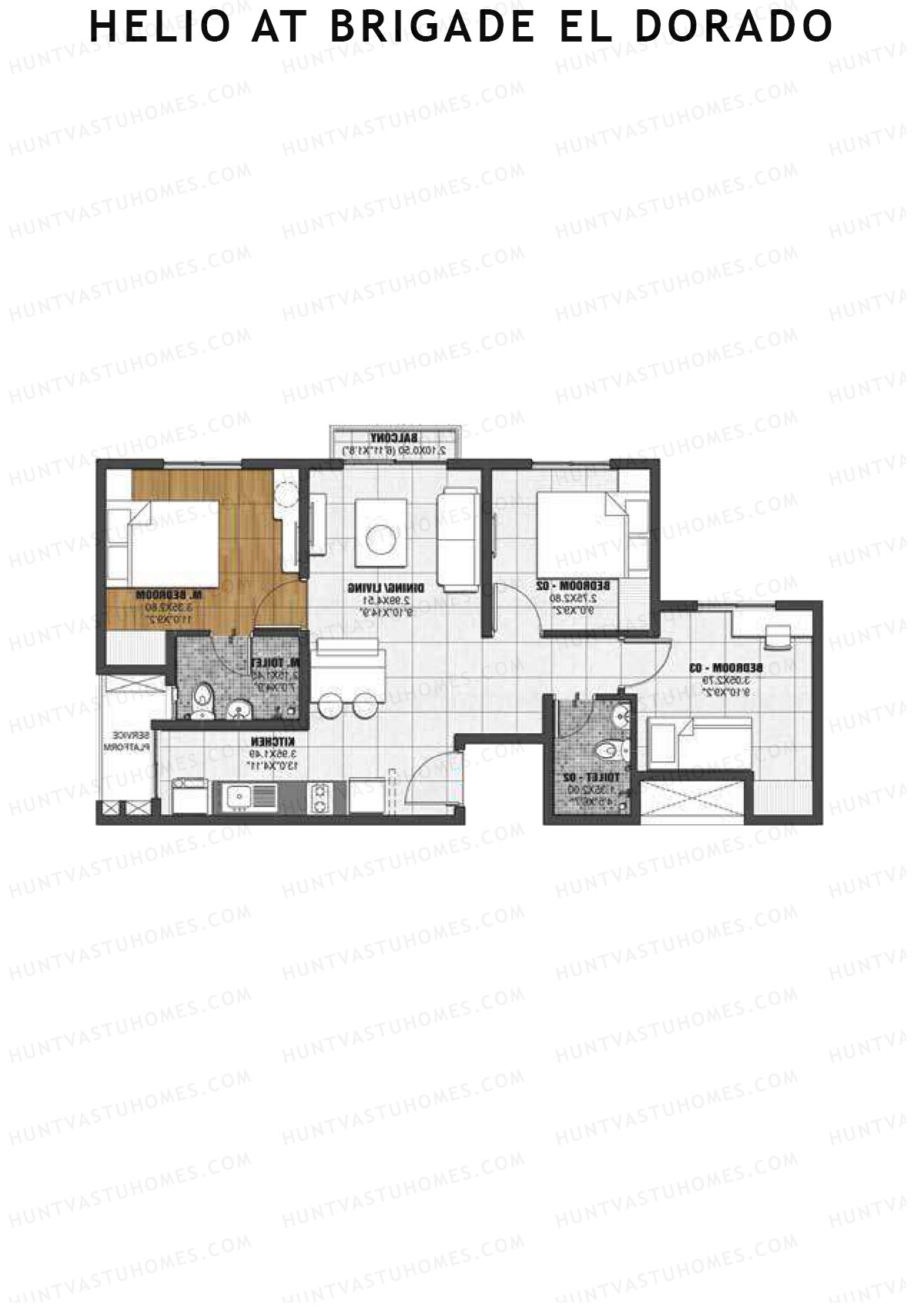 Helio at Brigade El Dorado Gallium Unit 14 (Type A2) Floor Plan