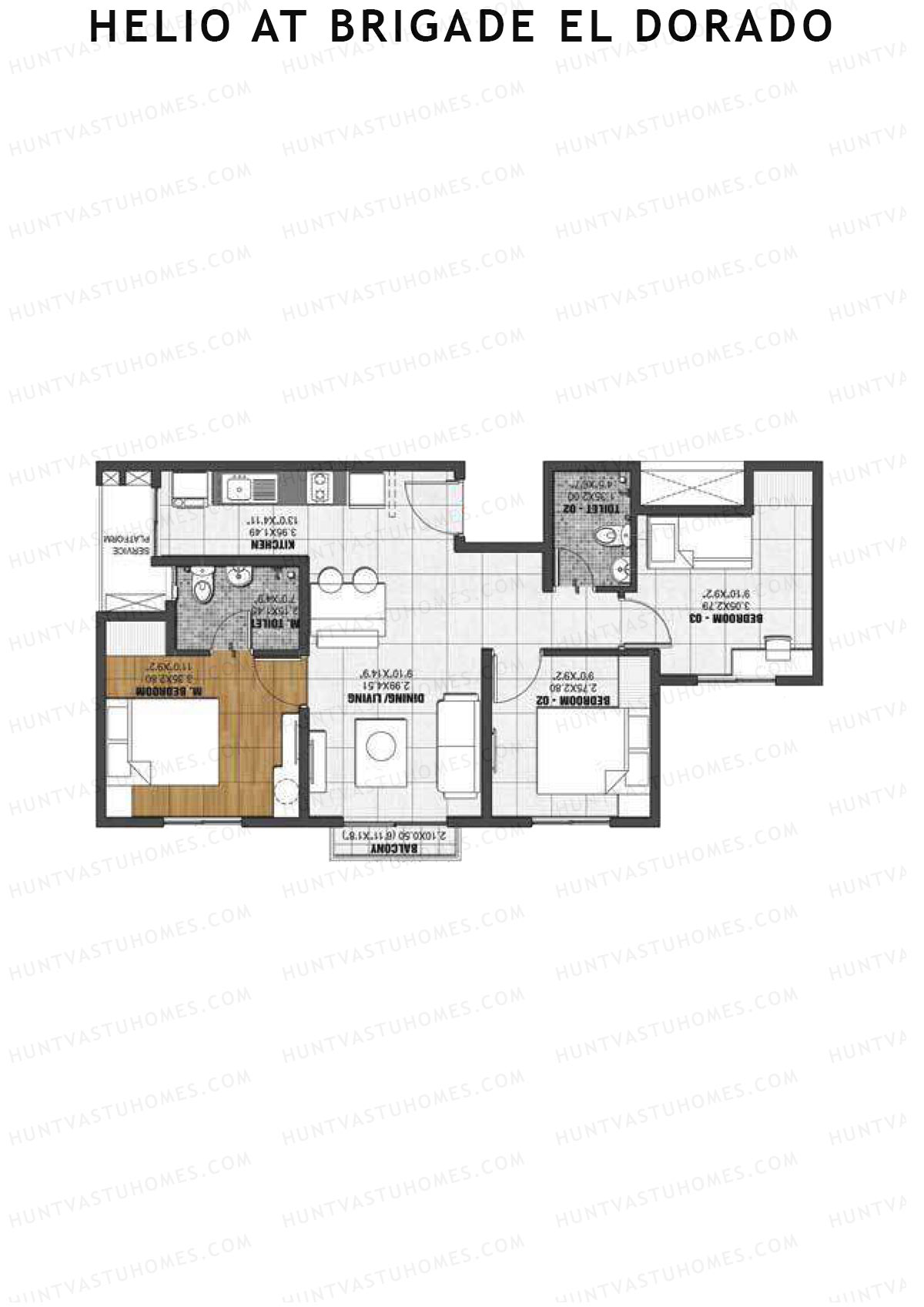 Helio at Brigade El Dorado Gallium Unit 15 (Type A2) Floor Plan