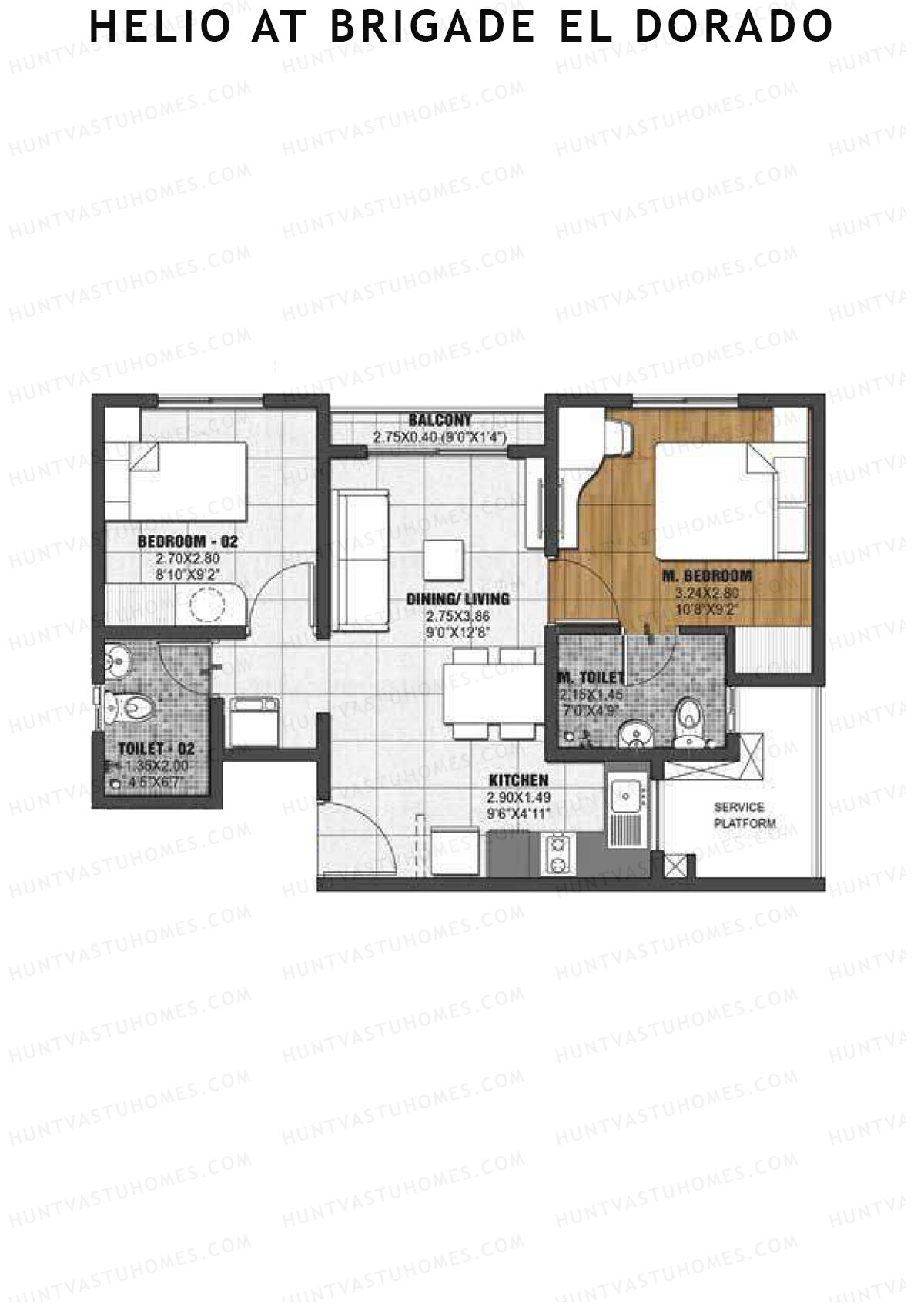Helio at Brigade El Dorado Gallium Unit 16 (Type B1) Floor Plan