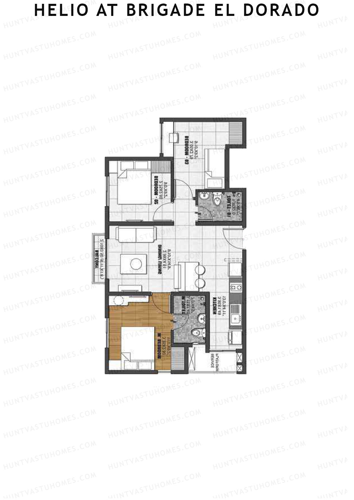 Helio at Brigade El Dorado Gallium Unit 19 (Type A1) Floor Plan