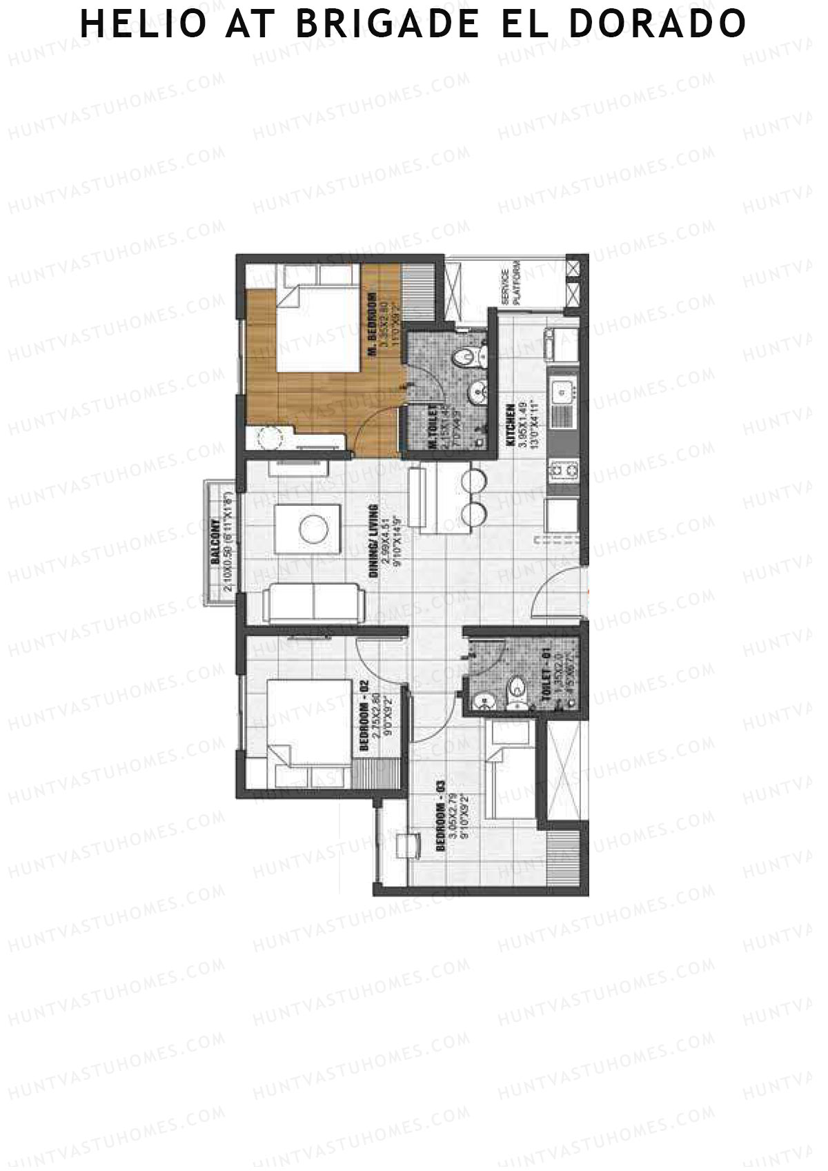 Helio at Brigade El Dorado Gallium Unit 21 (Type A) Floor Plan